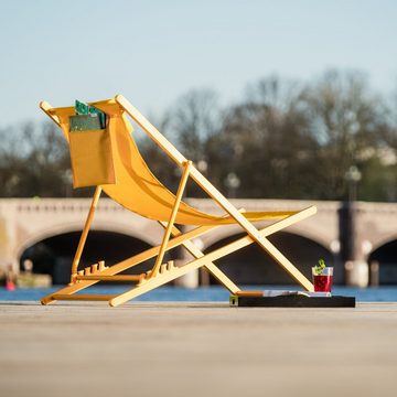 VANAGE Klappstuhl VG-8051 (1 St), Liegestuhl, robust & klappbar mit Organizer, Beach-Chair, gelb