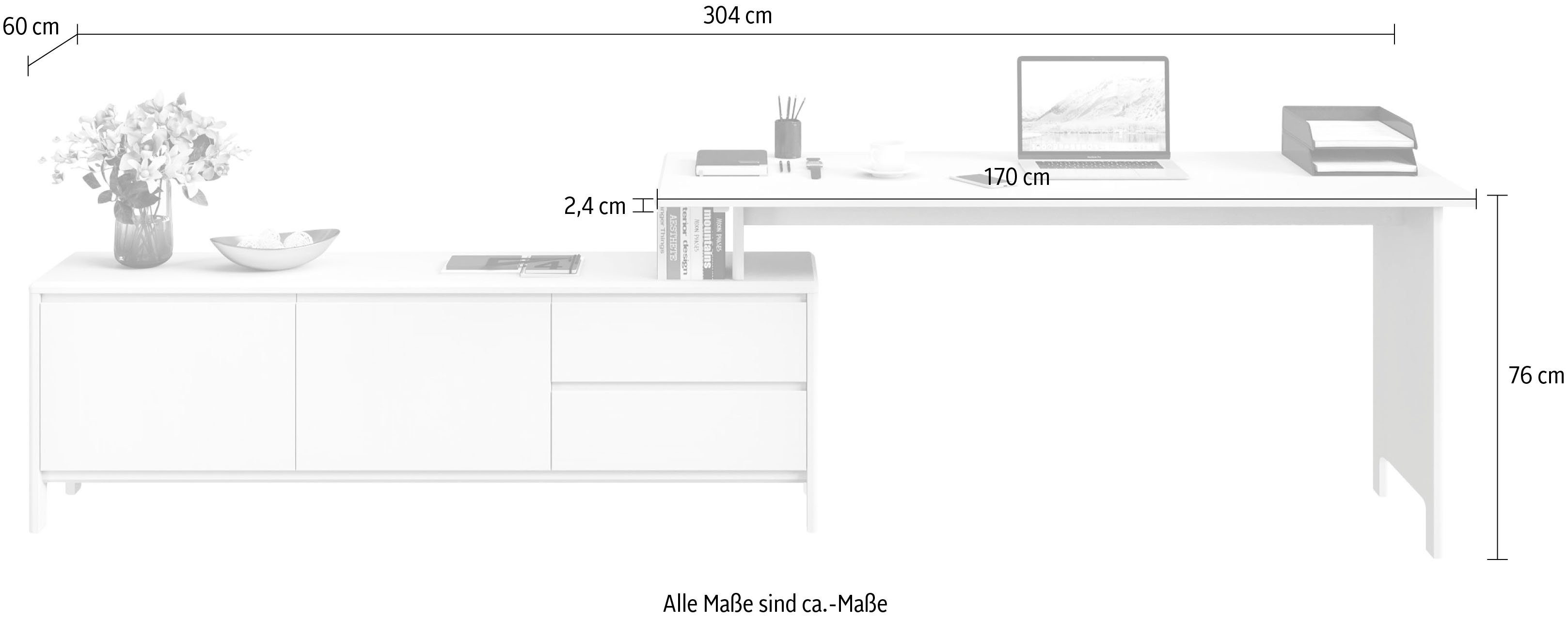 Luven, Breite affaire 170-304 Home cm Schreibtisch natur