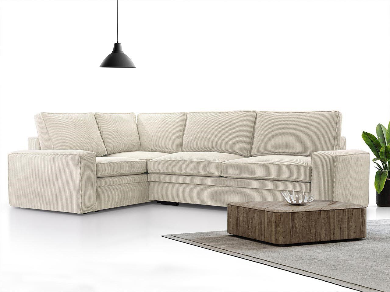 MKS MÖBEL Ecksofa ALTEA, zum Wohnzimmer mit Schlaffunktion und Bettkasten, L - Form Couch Beige Lincoln