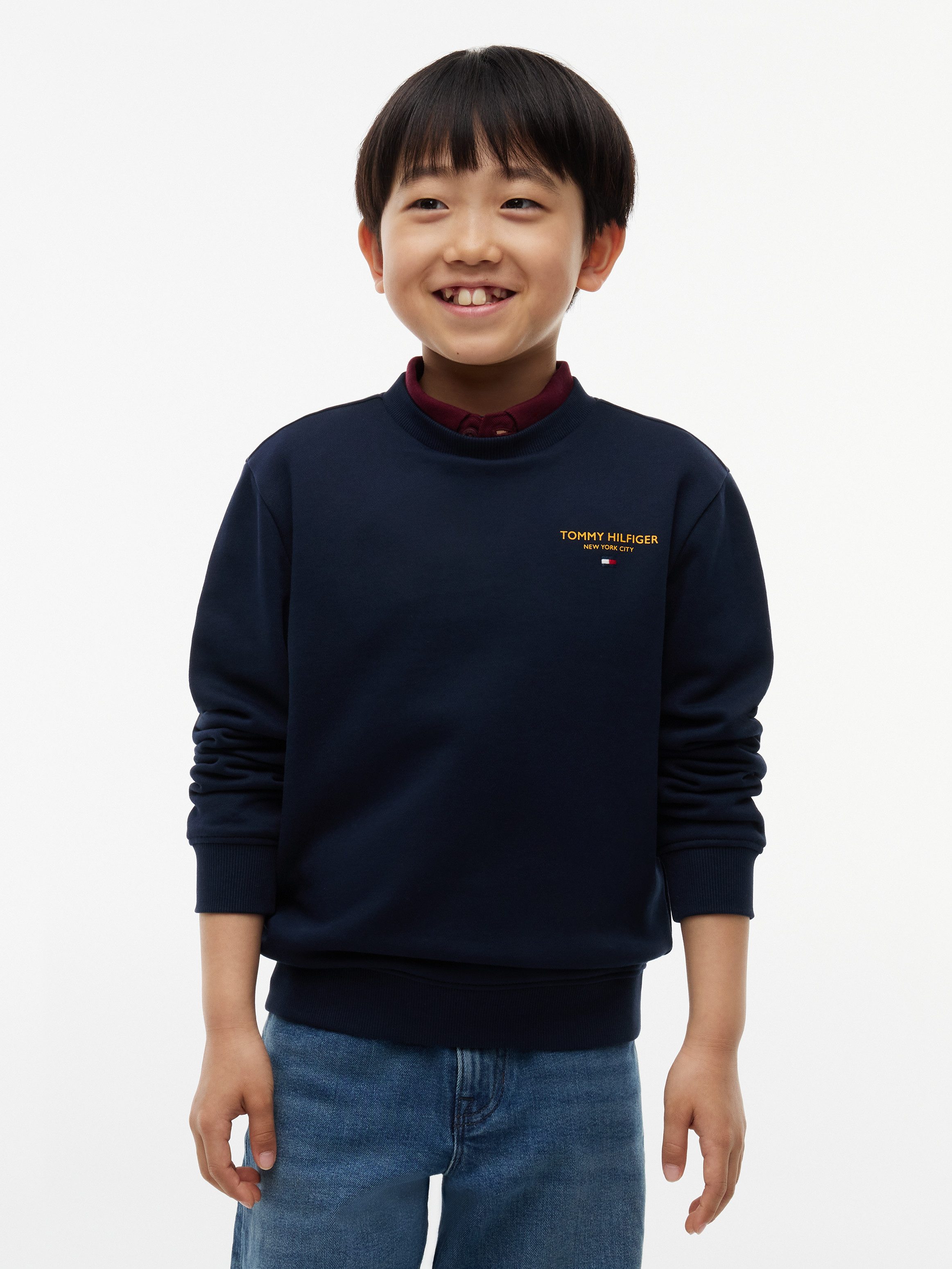 Tommy Hilfiger Sweatshirt ESSENTIAL LOGO SWEATSHIRT Rundhalsausschnitt, Regular Fit, Logoschriftzug, Kinder bis 16 Jahre