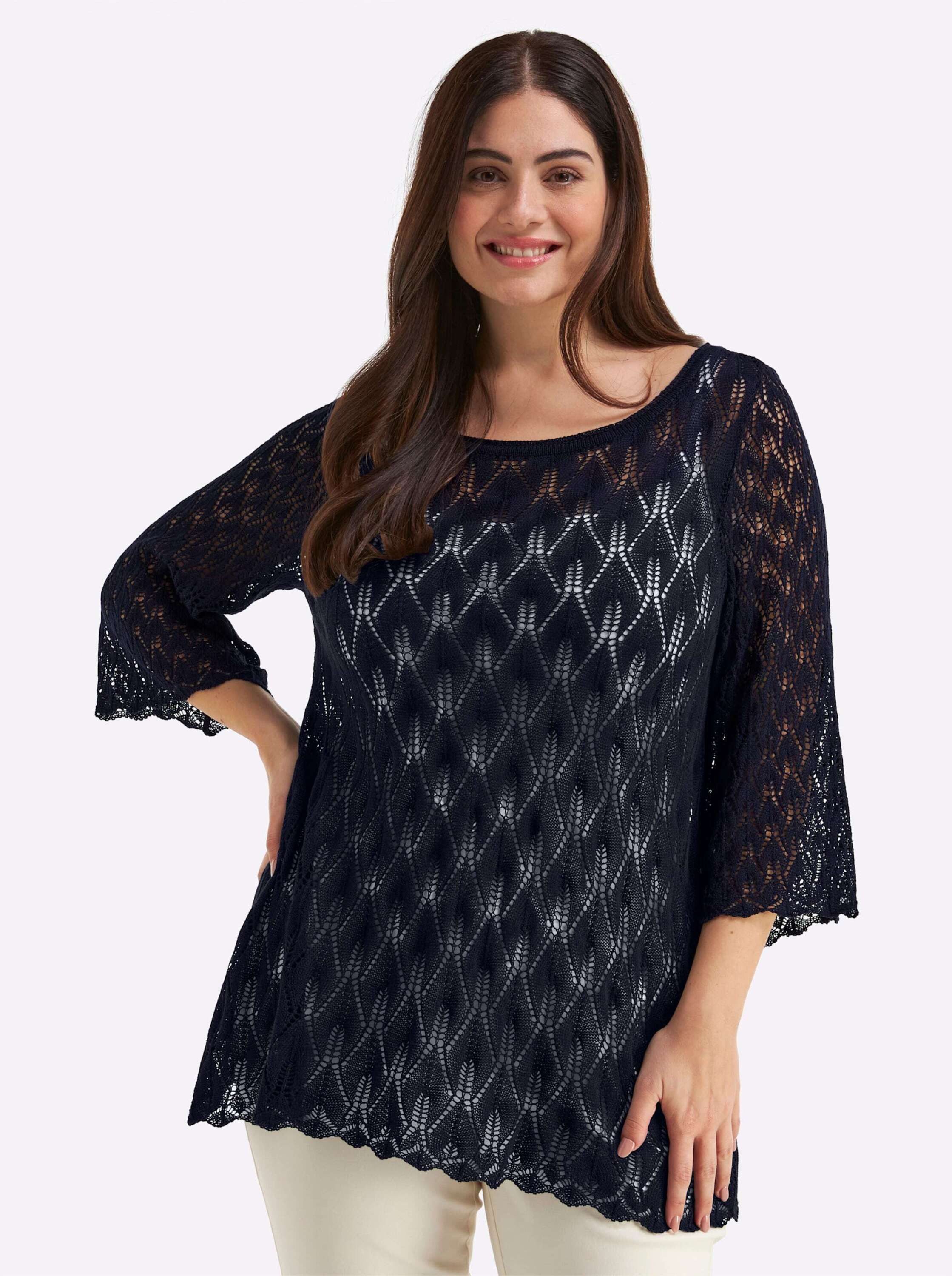 Sheego Strickpullover 3/4-Arm-Pullover 3/4-Arm Ajour