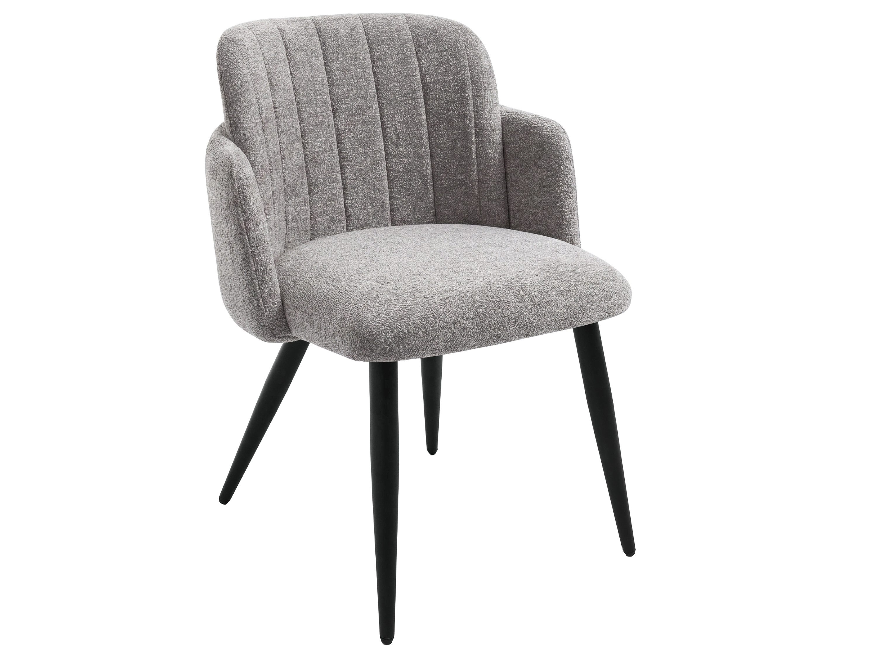 Beautysofa Esszimmerstuhl Velto Stuhl mit Armlehnen, gepolsterter Esszimmersessel mit Steppung (Polsterstuhl mit schwarzen Metallbeinen, 1 St), moderner Küchenstuhl aus Strukturstoff