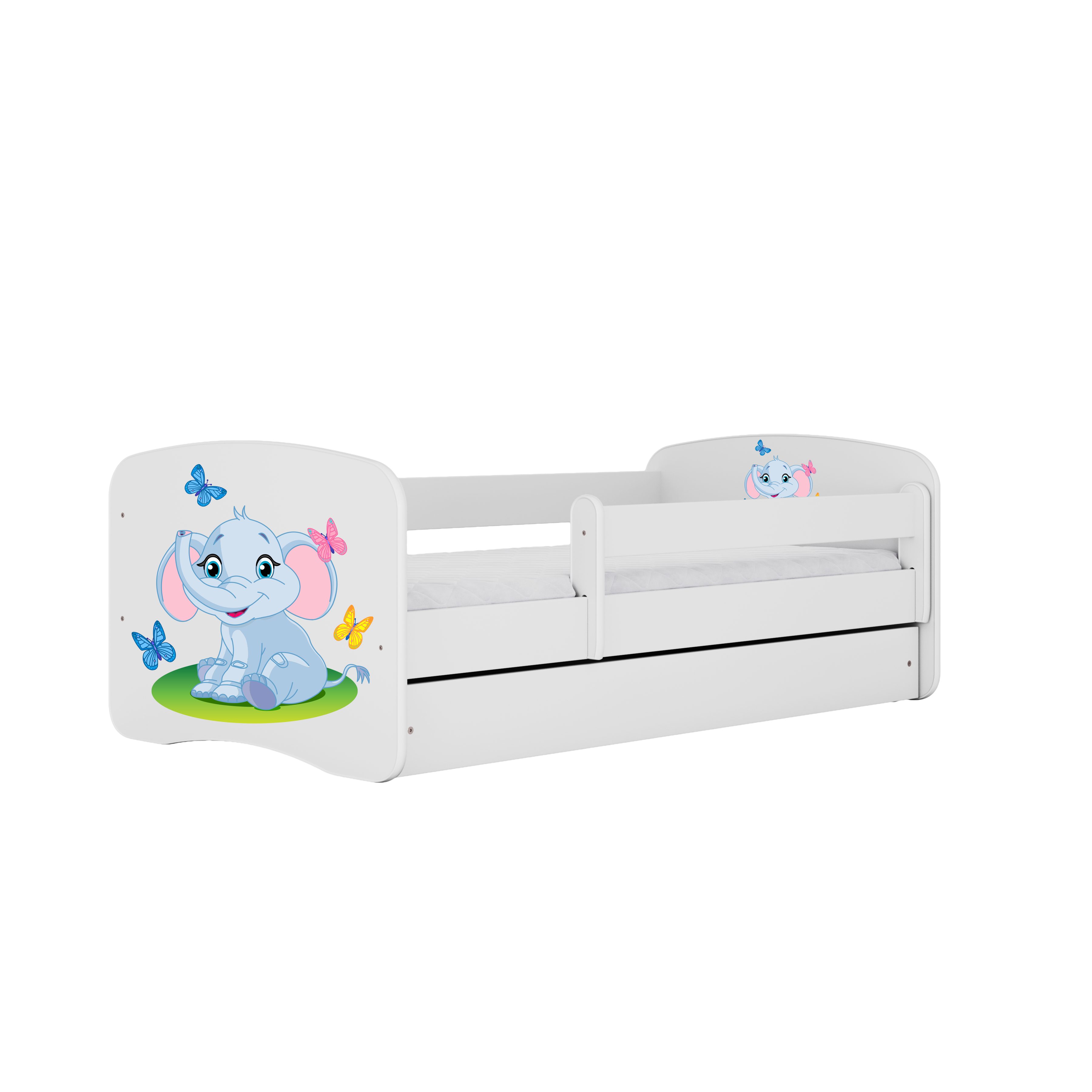 Raumhirsch Furniture Kinderbett 70x140, 80x160, 80x180 cm - Komplettset mit Schublade (Bett für Mädchen, Einzelbett Kinder 2–12, mit Rausfallschutz & Lattenrost), verschiedene Farben & Designs