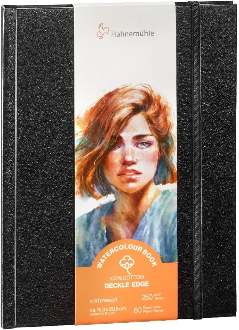 Hahnemühle Aquarellpapier Watercolour Book Deckle Edge 15,3x20,5cm Portraitformat, 250g/m²