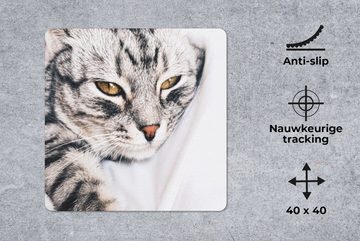 MuchoWow Gaming Mauspad Katzen - Augen - Makro (1-St), Mousepad mit Rutschfester Unterseite, Gaming, 40x40 cm, XXL, Großes