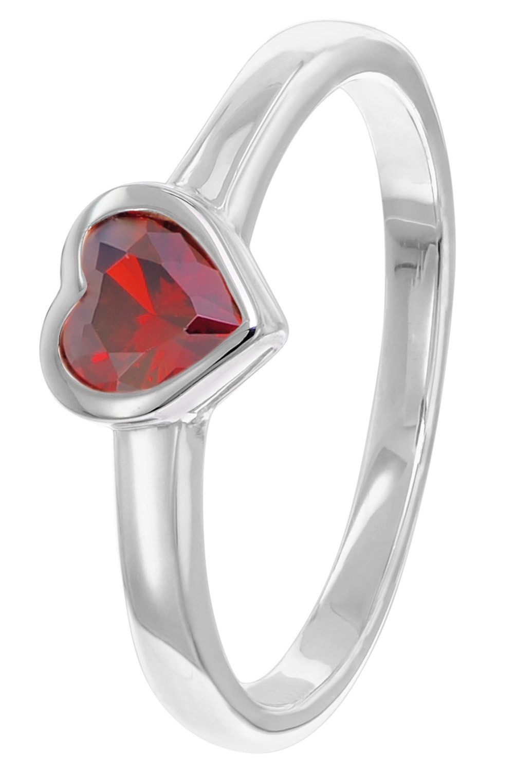 trendor Goldring DamenWeißgold 333/8K Mit Rotem Zirkonia Herz