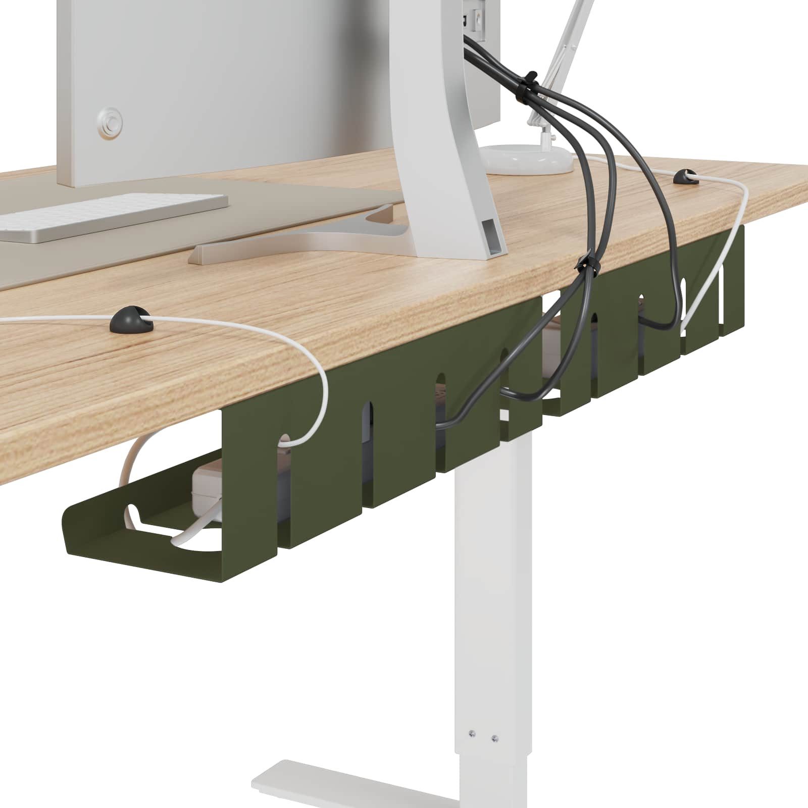 vidaXL Kabelzubehör Unter dem Schreibtisch Kabelmanagement Tray 2 Stk. Olivgrün, (2-tlg)