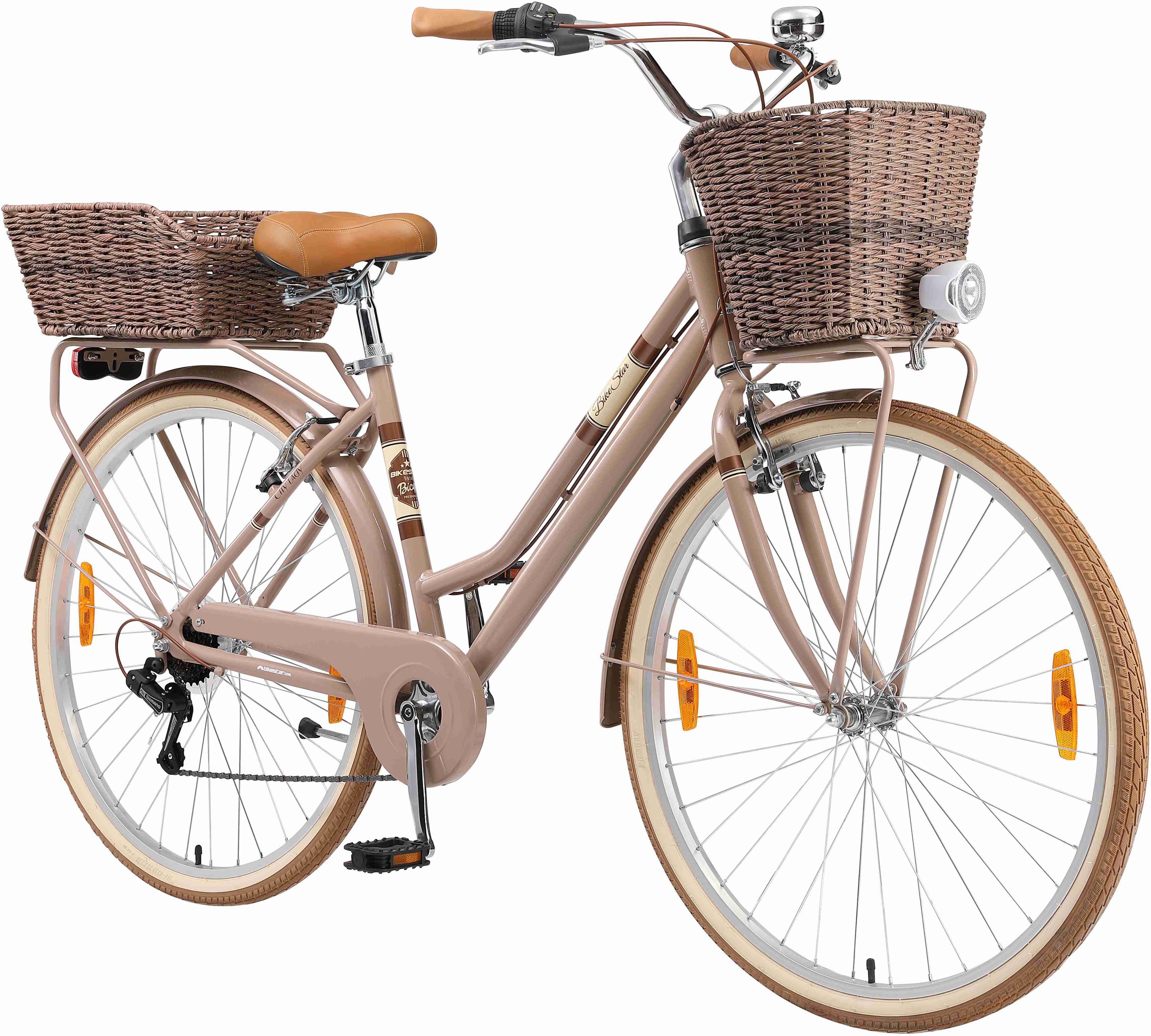 Bikestar city bike, 7-speed Shimano RD-TY21 derailleur, derailleur gears, for women, derailleur gears