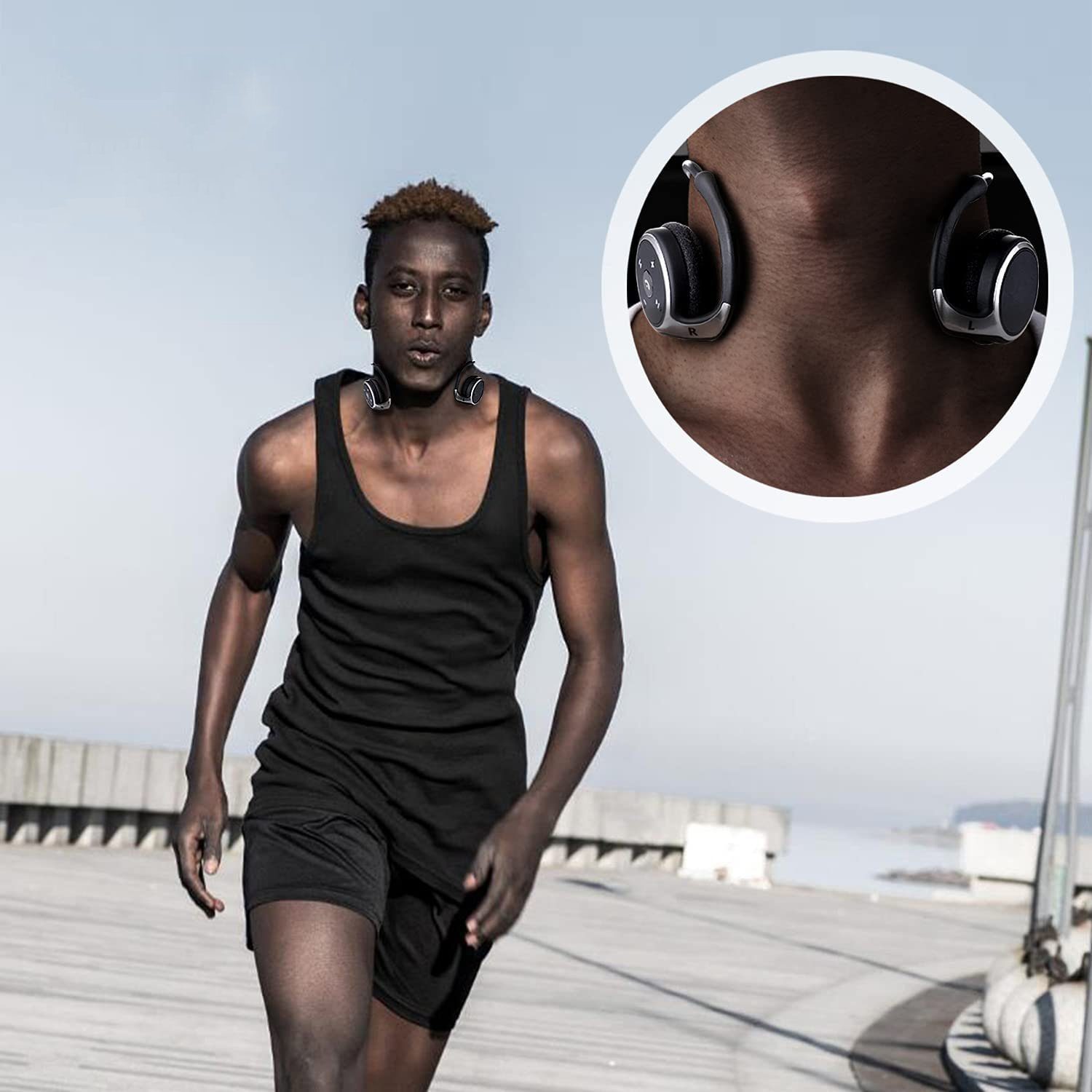 GelldG Kleine Bluetooth-Kopfhörer des Kopfes Kopfhörer kabelloses Sportkopfhörer wireless