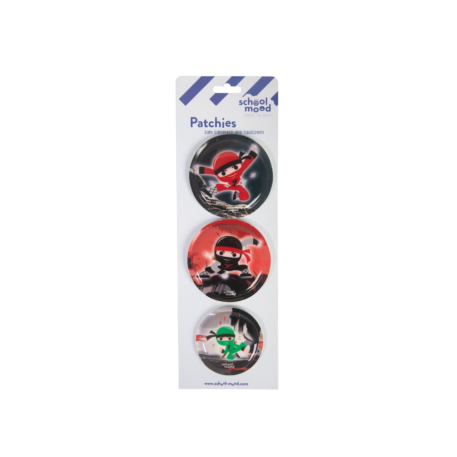 SCHOOL-MOOD® Schulranzen School Mood 3er Patchy-Set Kai (Ninja)