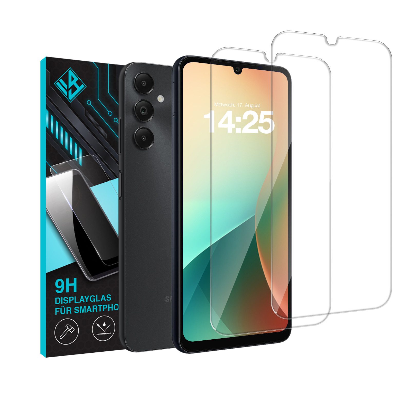 Tec-Expert Displayschutzglas 2X 9H Displayglas für Samsung Galaxy A05s für Samsung Galaxy A05s, Displayschutzfolie, 2 Stück, Displayschutz, Schutzglas, Bildschirmschutz, kratz- & stoßfest