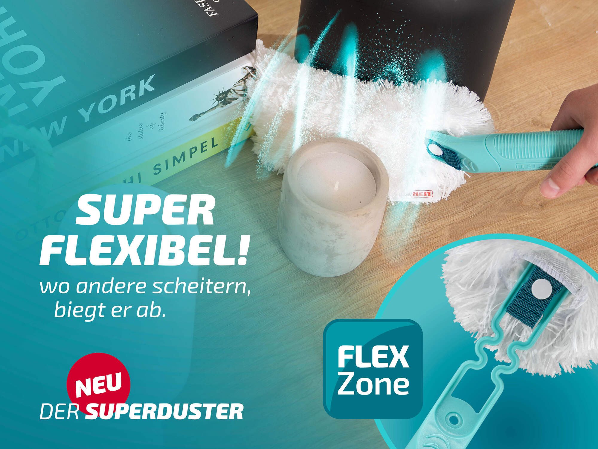 Leifheit Staubwischer SUPERDUSTER mit Ersatzbezug (3-St), waschbar, Mikrofaser, bindet Staub sicher – Bild 5 von 5