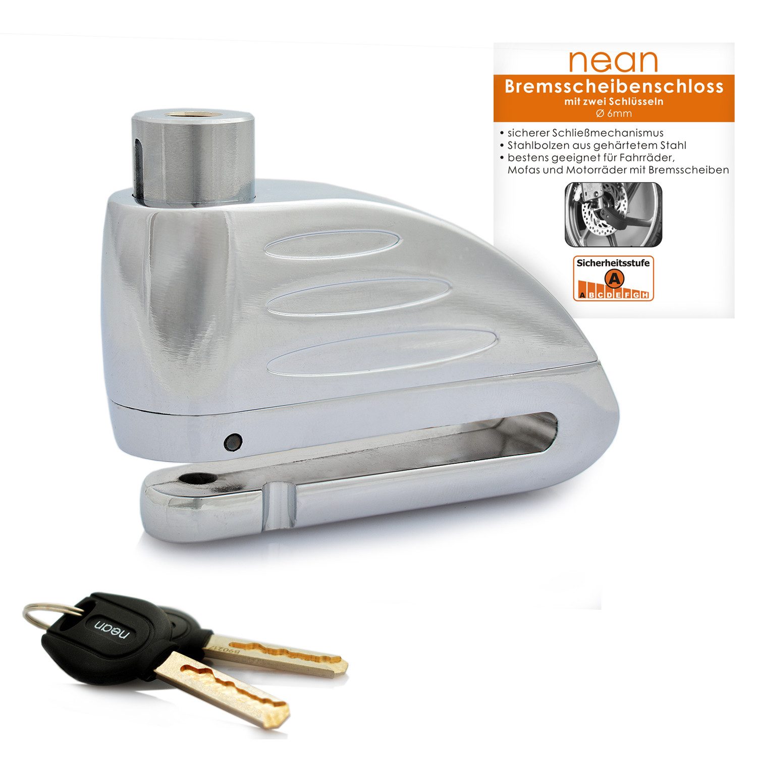 nean Bremsscheibenschloss für Bremsscheibe für Fahrrad und Motorrad 6mm, gehärteter Stahl