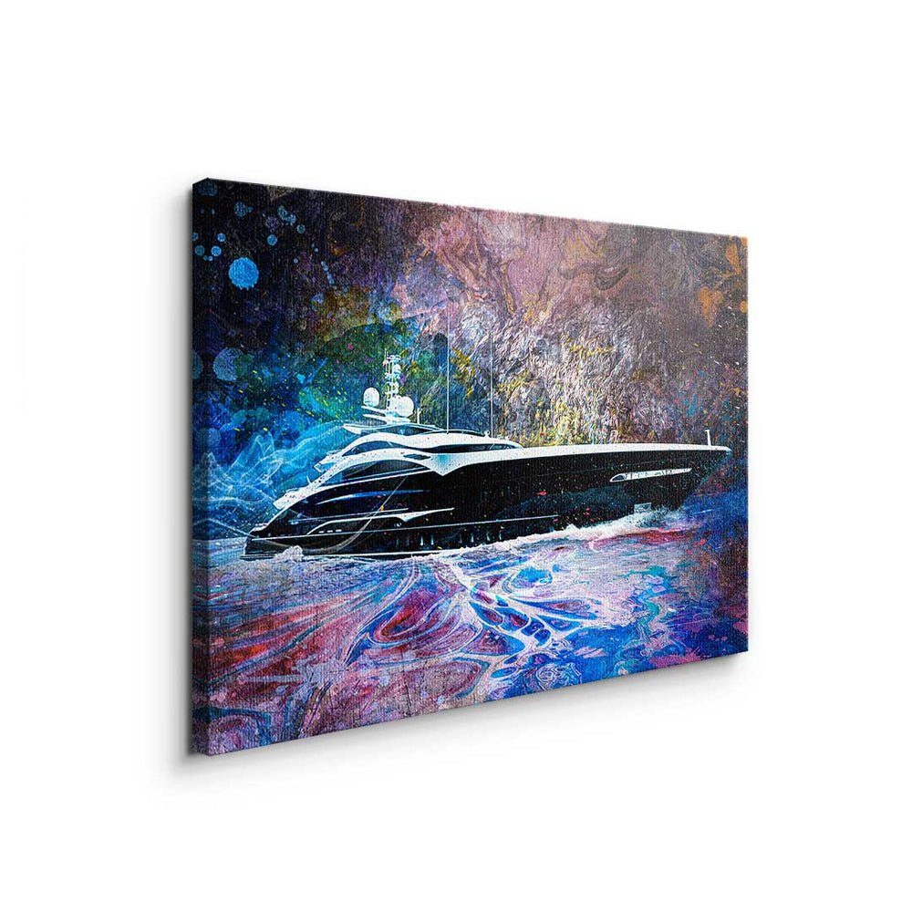 DOTCOMCANVAS® Leinwandbild, Premium Leinwandbild - weißer Private - Art - Mindset - Yacht Pop Rahmen Motivation