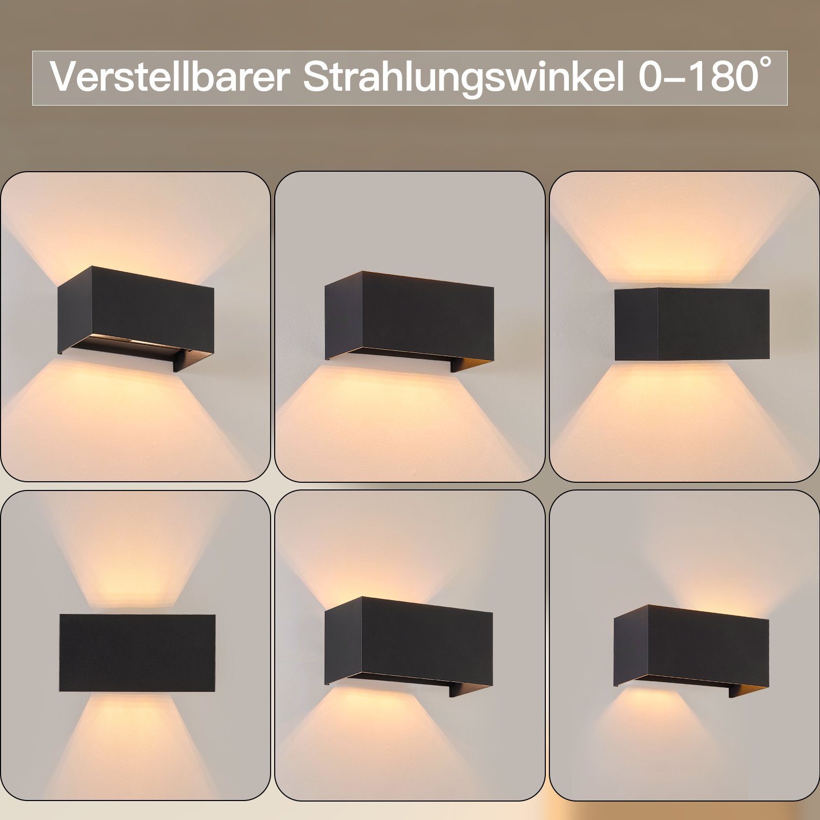 ZMH Wandleuchte Innen LED Wandlampe - Warmweiß G9 Außenlampe Wand IP65, LED fest integriert, 3000k, Einstellbar Strahl Wandstrahler Aussen für Garten