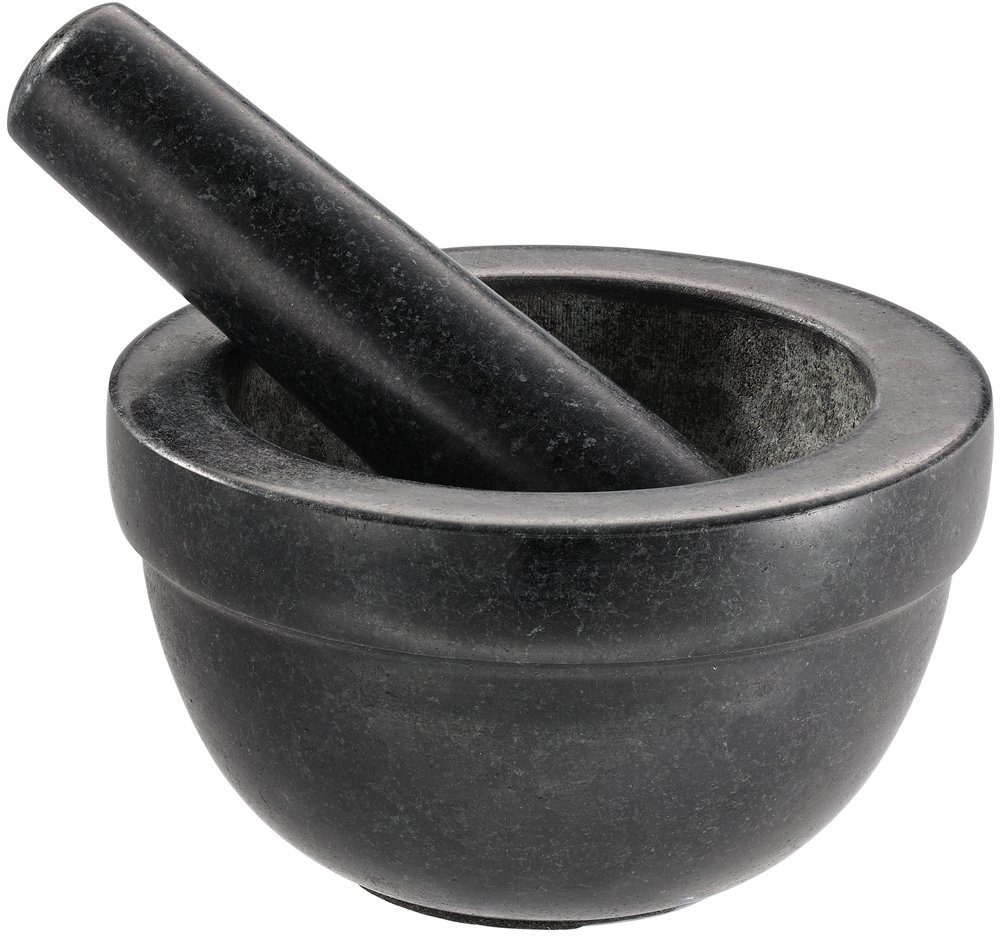 RÖSLE Mörser, (2-tlg), Granitmörser für Kräuter, Gewürze oder Pesto, Anti-Rutsch-Boden