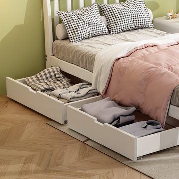 REDOM Holzbett Kinderbett mit Schubladen zur Aufbewahrung, Rahmen aus Kiefernholz (90x200cm), ohne Matratze