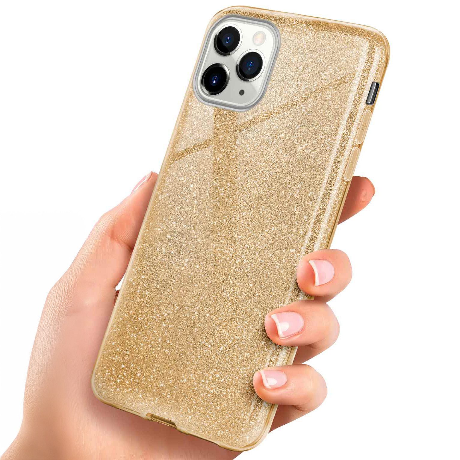 ONEFLOW Handyhülle für iPhone 11 Pro Max Glitzer Hülle Glitter Case Gold 6,5 Zoll, Hülle Glitzernd Dünne Schutzhülle mit Kameraschutz Frauen Glitzerhülle
