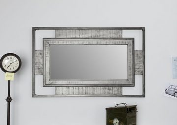 Massivmoebel24 Spiegel HEAVY INDUSTRY (Schicker Spiegel im Industrial Stil in grau lackiert 76x4x122 Mango montiert)