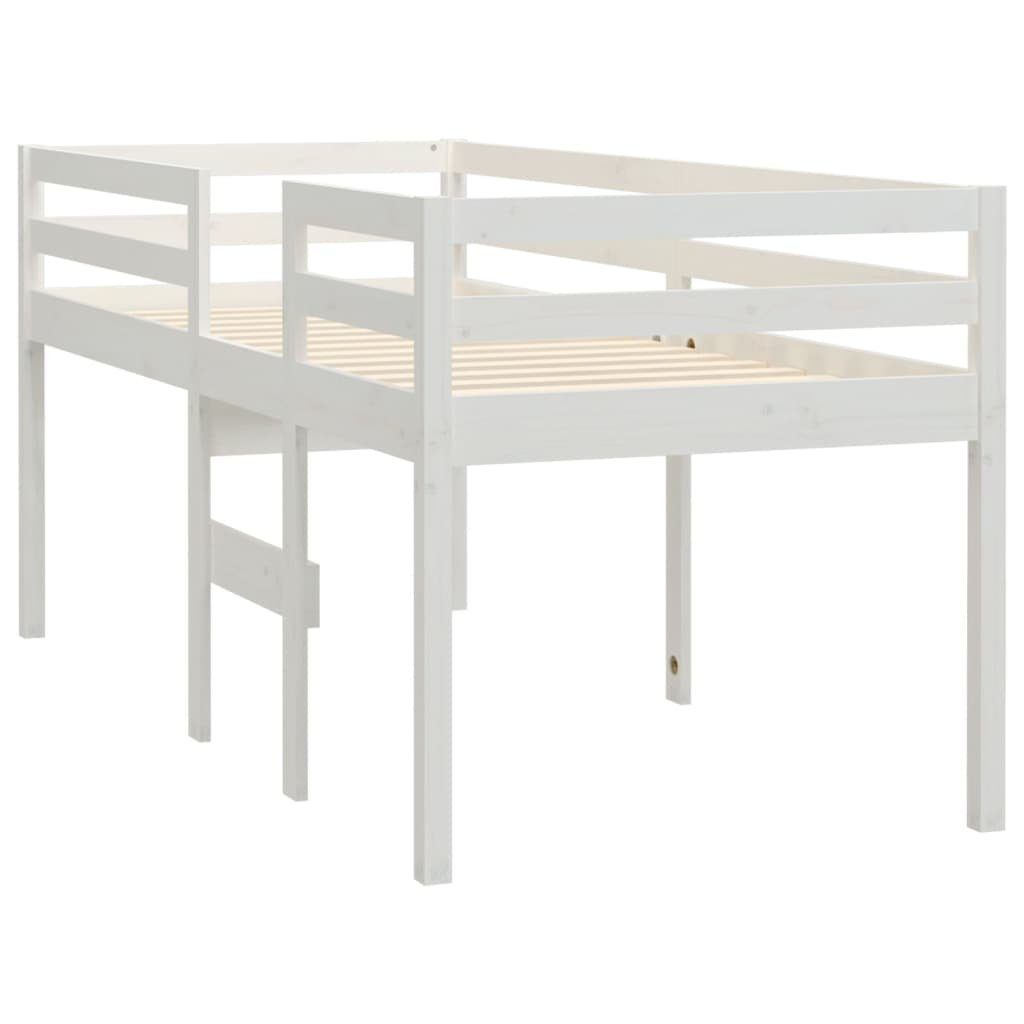 vidaXL Etagenbett Hochbett Weiß 90x200 cm Massivholz Kiefer Bett Bettgestell