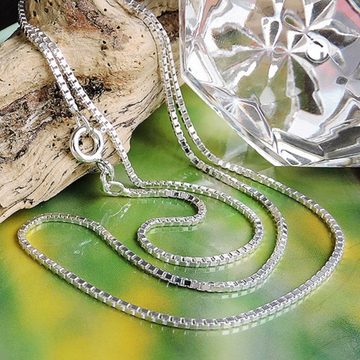 unbespielt Silberkette Halskette 1 mm Venezianerkette glänzend 925 Silber 38 cm, Silberschmuck für Damen