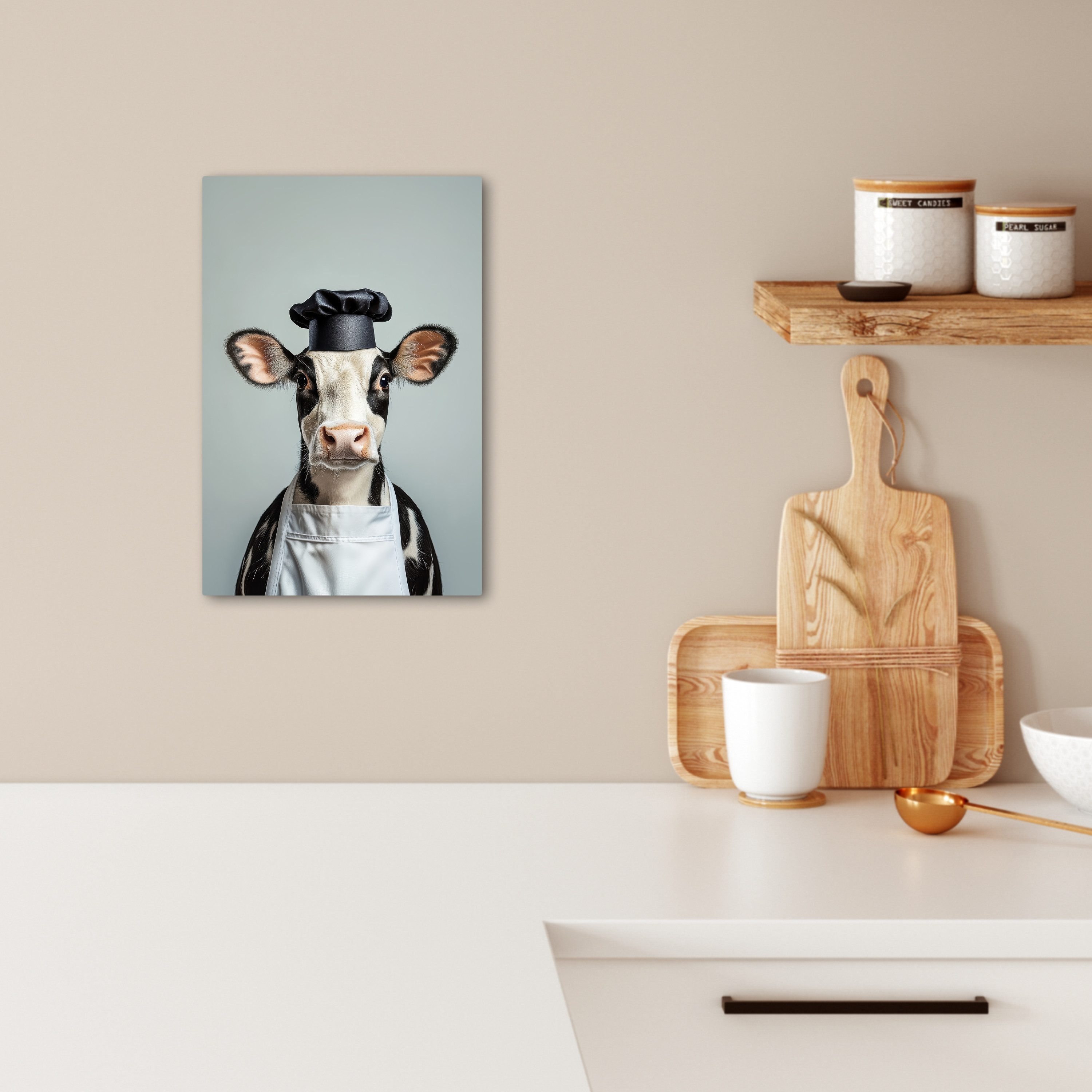 OneMillionCanvasses® Leinwandbild Kuh - Schwarz - Weiß - Koch, Fotodruck (1 günstig online kaufen