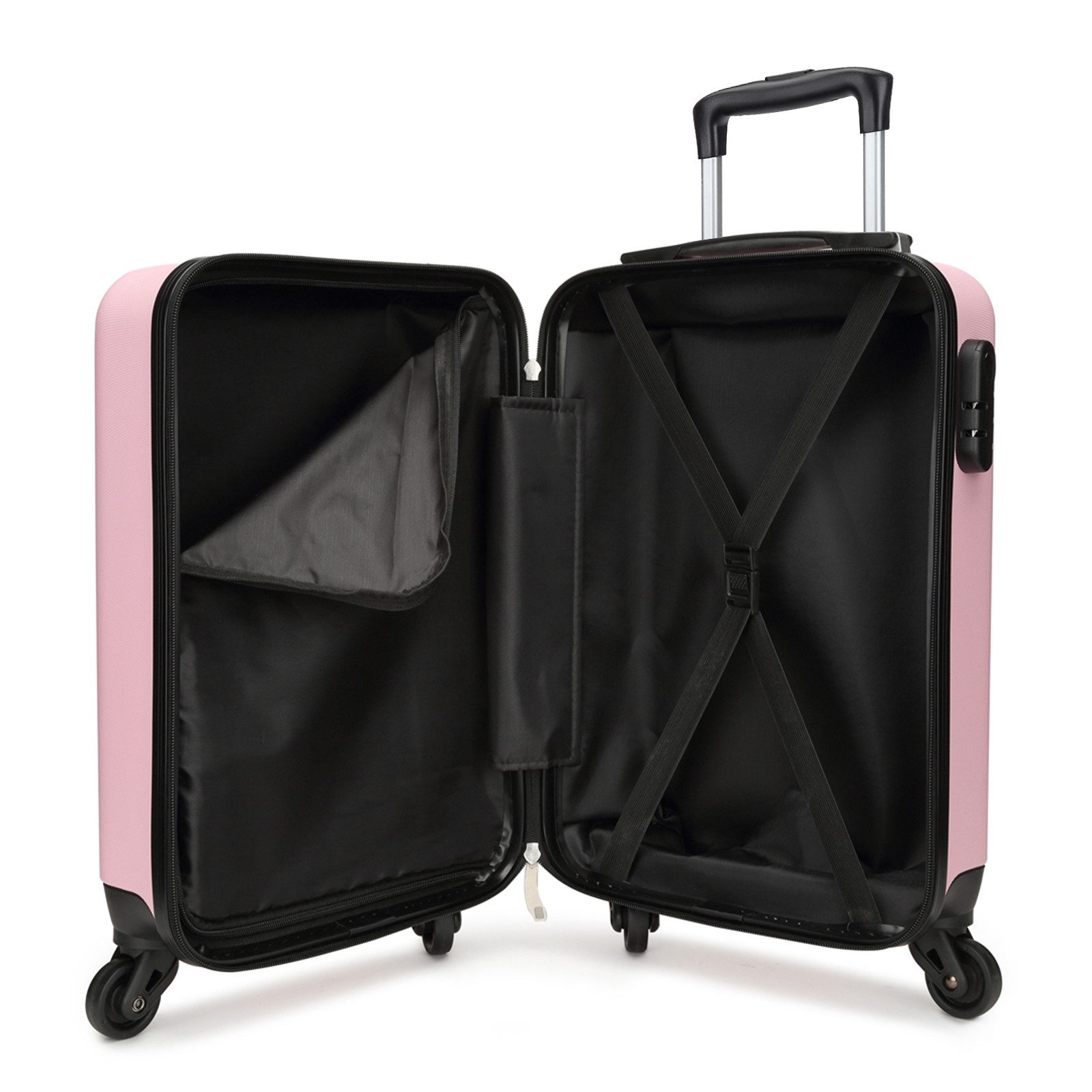 KONO Koffer ABS - Handgepäck mit 4 Zwillingsrollen, leicht & bordtauglich