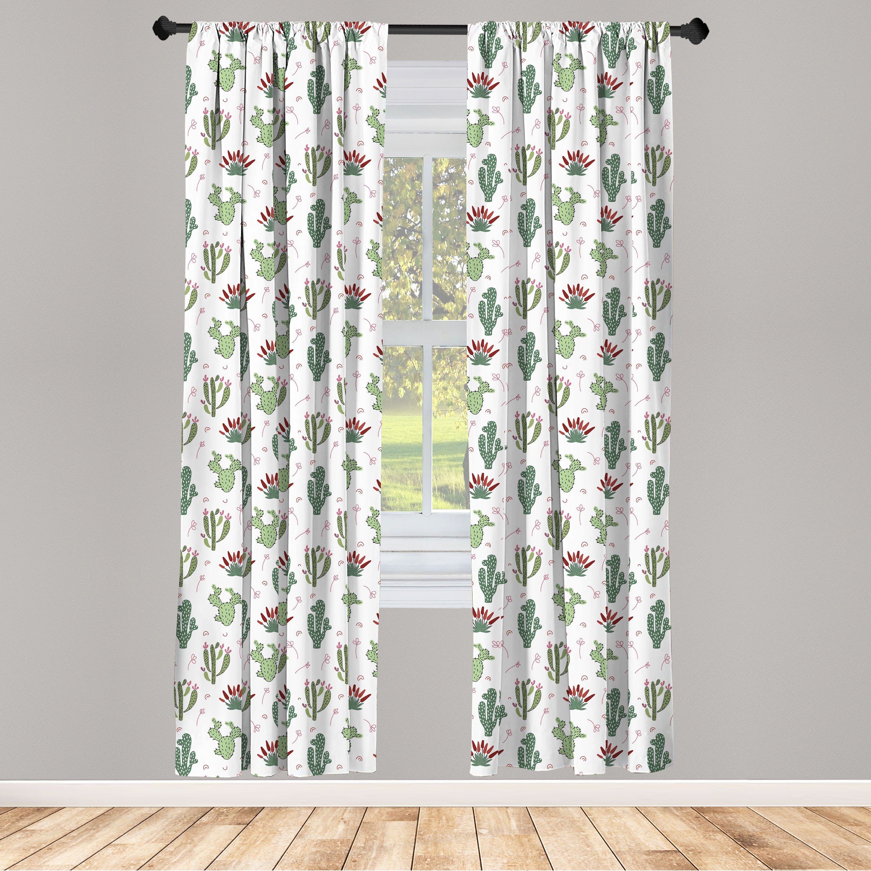 Gardine Vorhang für Wohnzimmer Schlafzimmer Dekor, Abakuhaus, Microfaser, Kaktus Prickle Wüstenpflanzen Blume