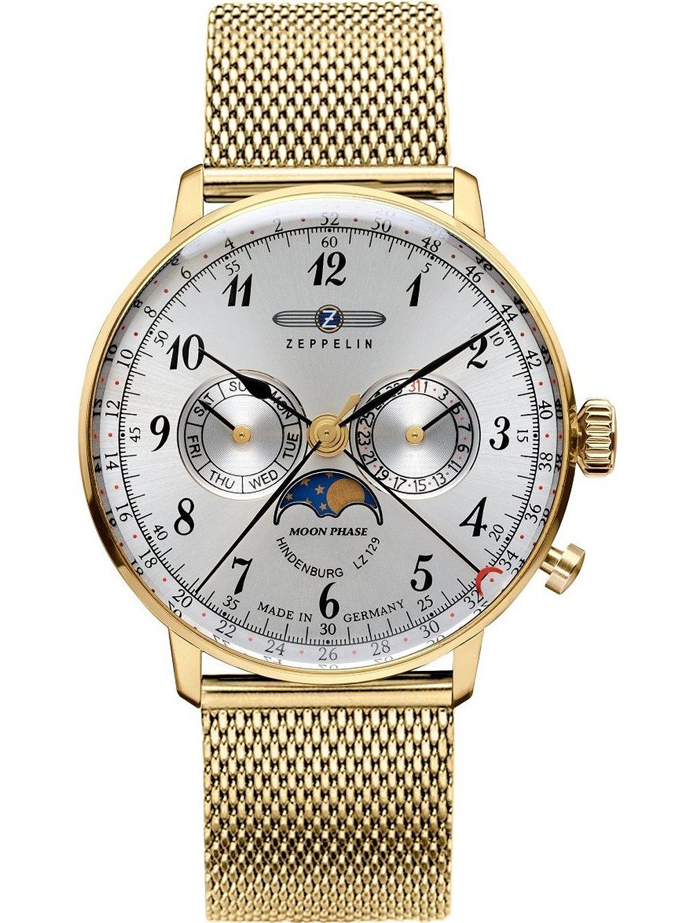 Quarzuhr Zeppelin 7038M-1 LZ Hindenburg Mondphase Herrenuhr 36mm 3ATM Zeppelin 7038M-1 LZ Hindenburg Mondphase Herrenuhr 36mm 3ATM