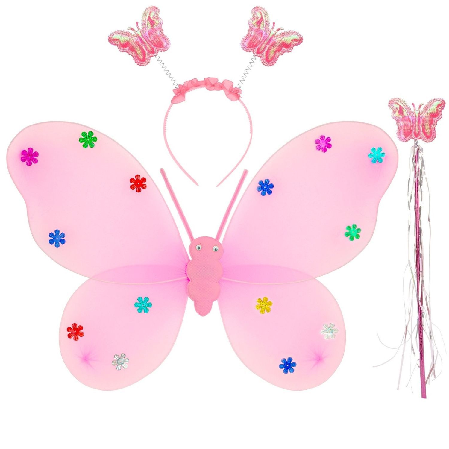 Kostüm Schmetterlings-Set 3-tlg. Haarreif, Flügel und Zau