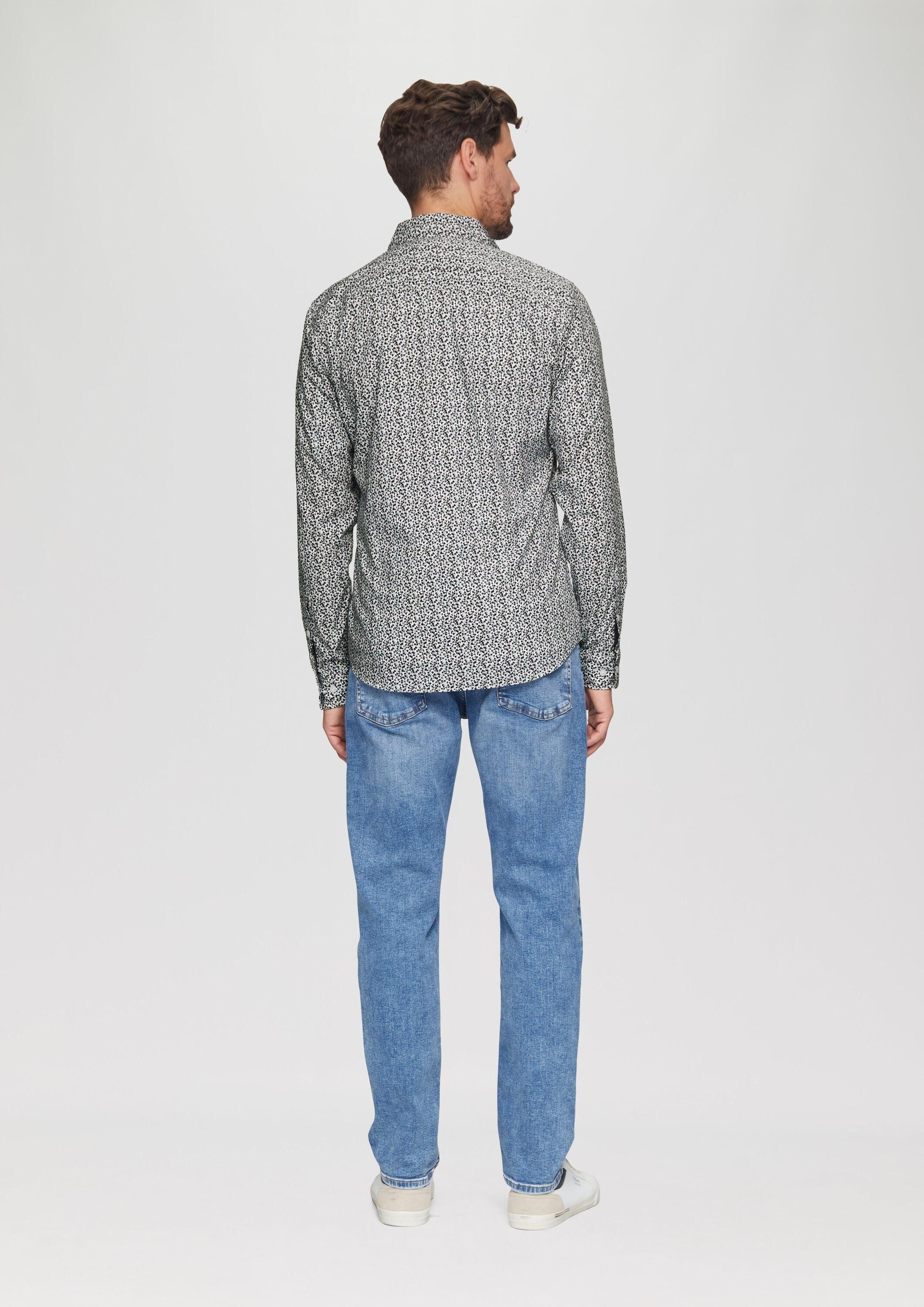 s.Oliver Langarmhemd Hemd Slim Fit: Gemustertes Hemd mit Kentkragen