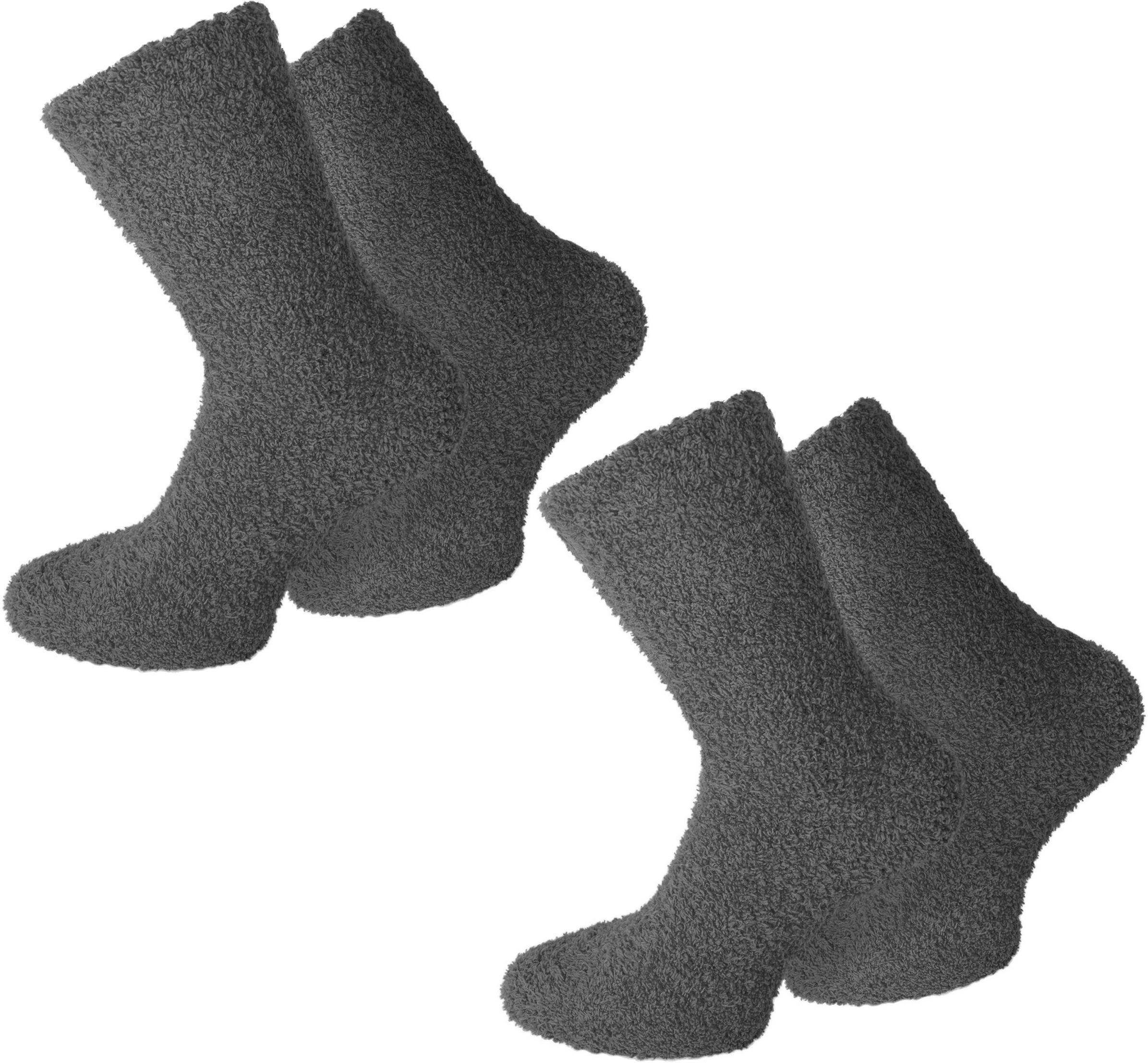 normani Kuschelsocken 2 Paar Kuschel-Socken für Damen und Herren (Set, 2 Paar) weicher Gummibund Anthrazit