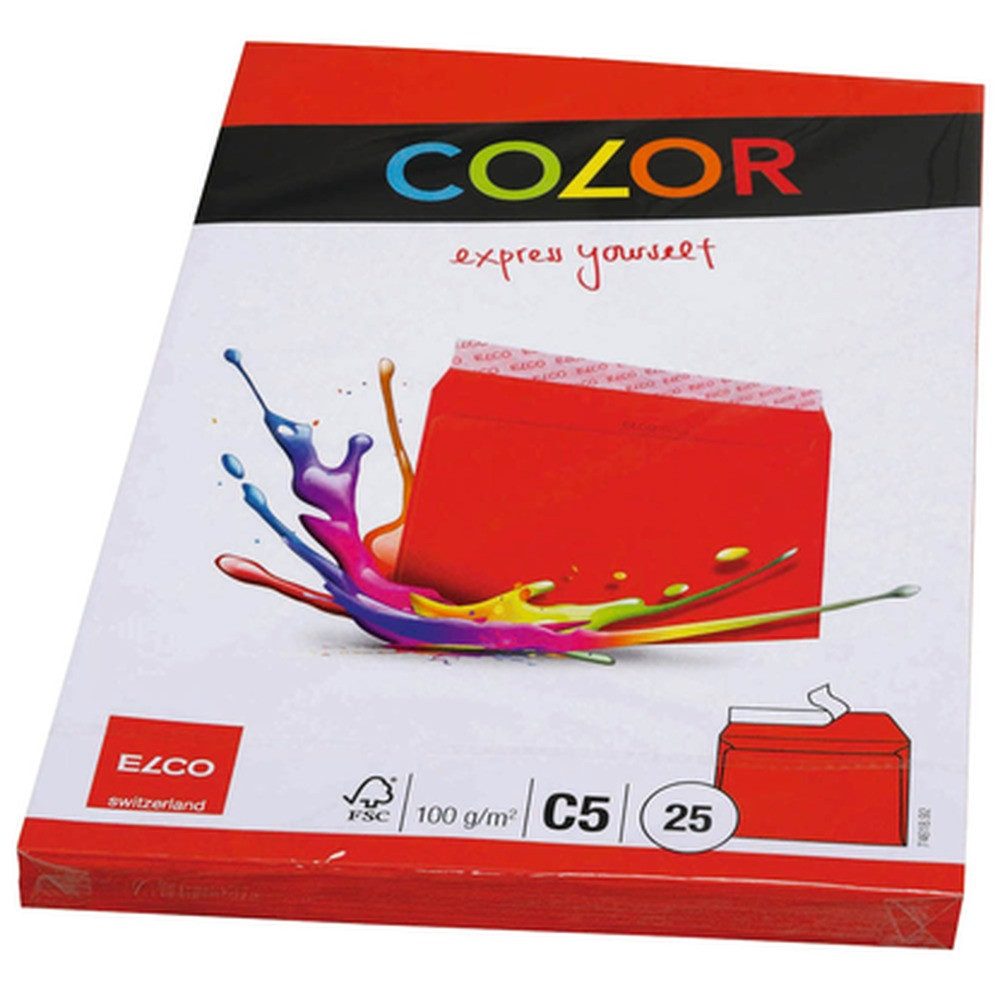 ELCO Briefumschlag ELCO Briefumschläge Color DIN C5 ohne Fenster intensivrot