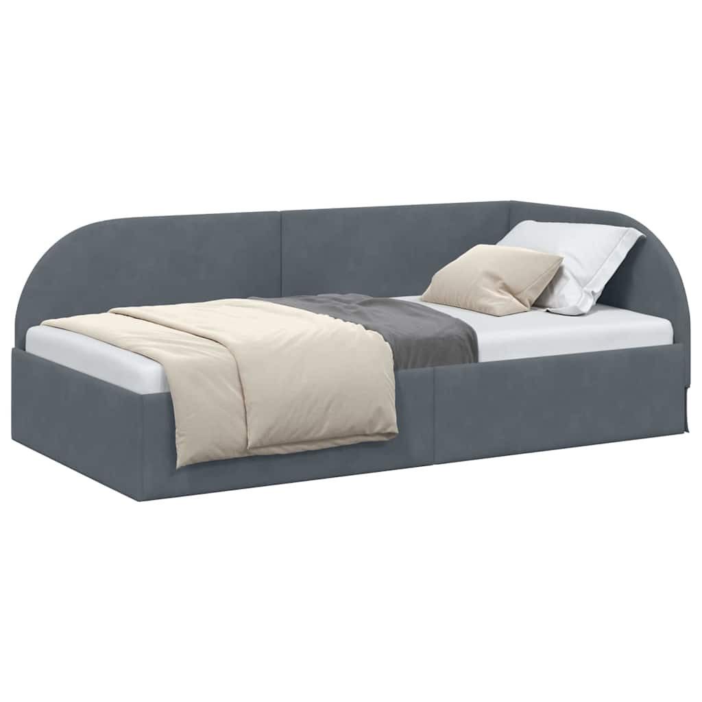 vidaXL Bett Eckbettgestell mit Kopfteil Dunkelgrau günstig online kaufen