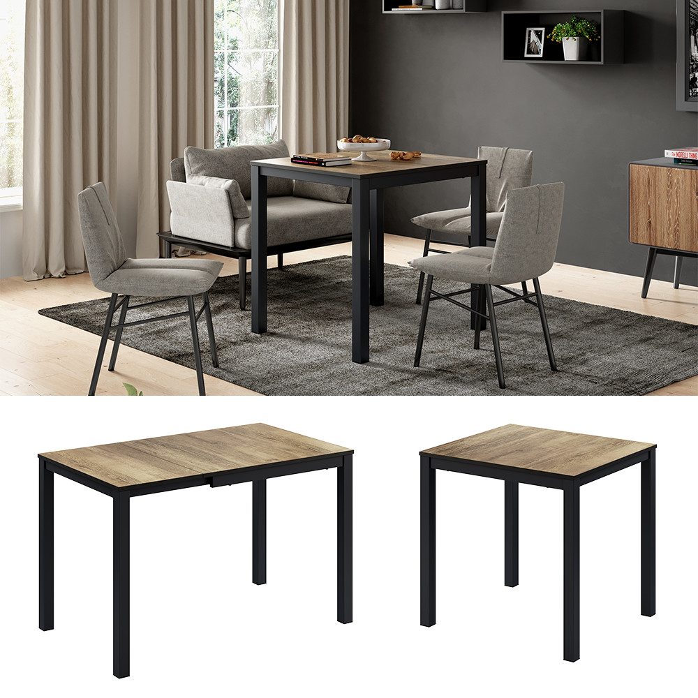 Vicco Esstisch Granny, Eiche rustikal/Anthrazit, 120 x 70 cm ausziehbar günstig online kaufen