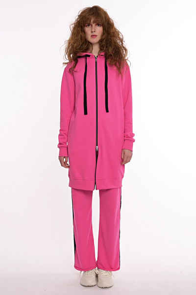 ILAY Lit Kapuzensweatjacke Midi Mantel, Fuchsia