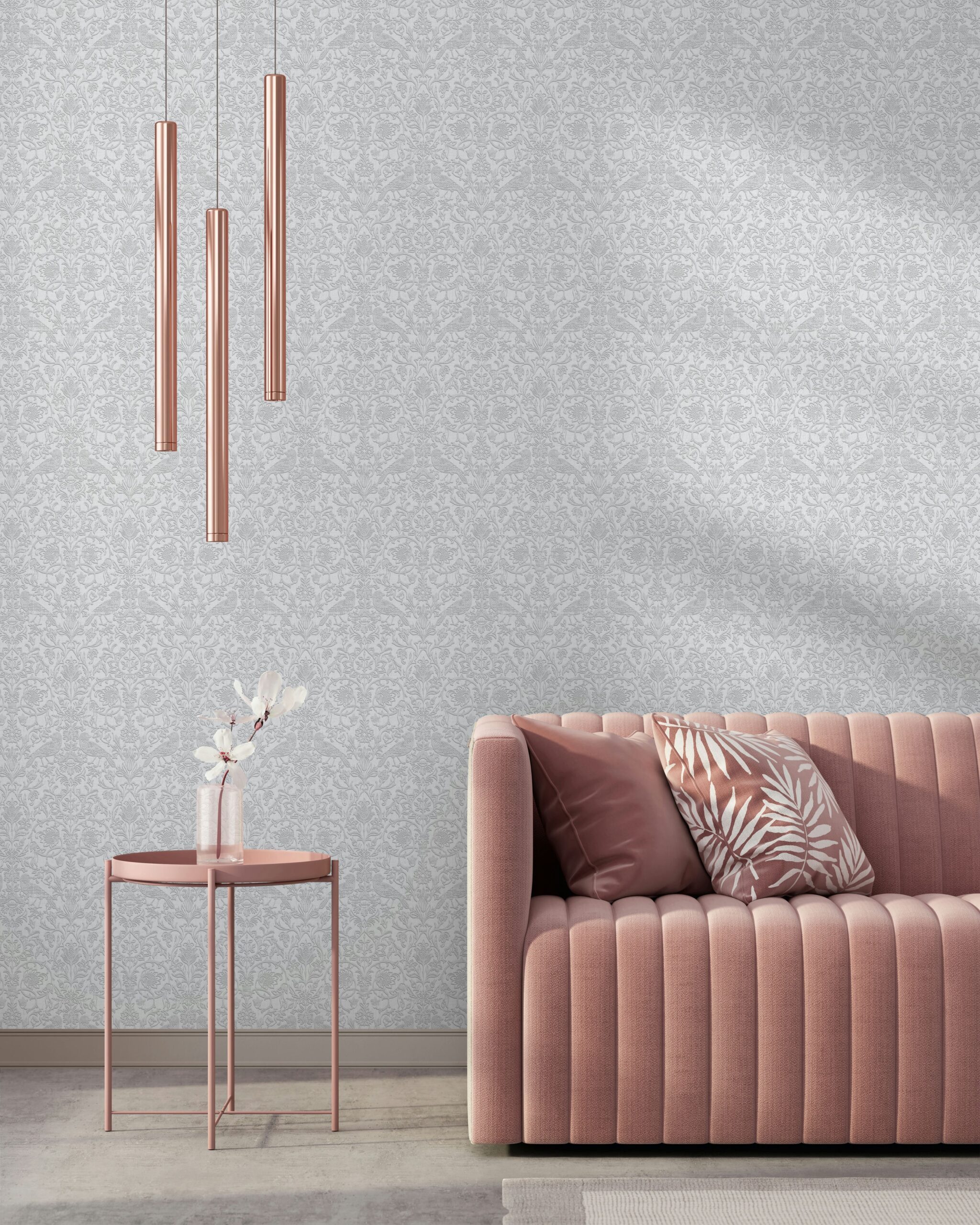 Marburg Vliestapete Blätter und Vögel Floral Modern 10,05 m x 0,53 m Grau günstig online kaufen