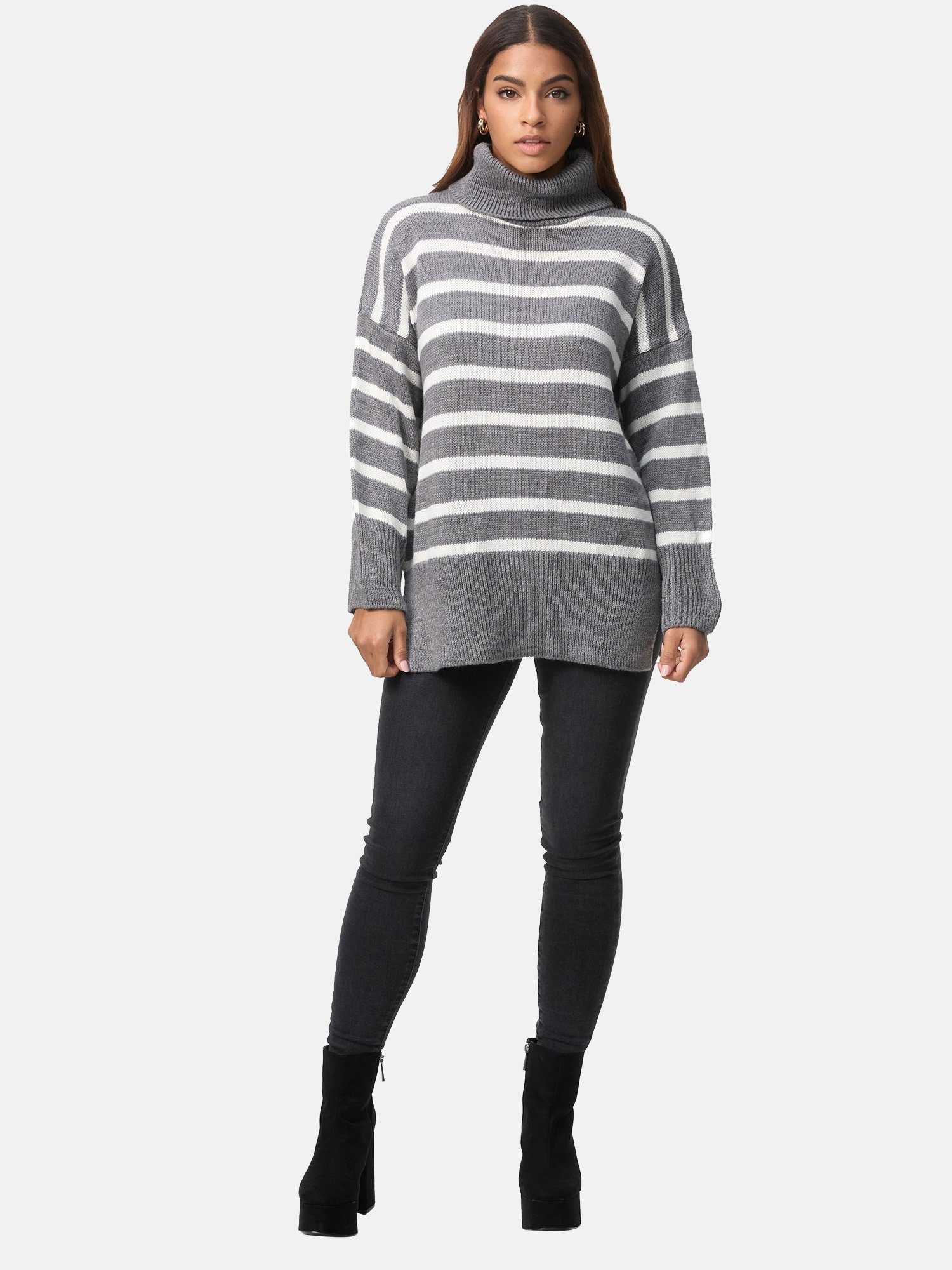 Elara Strickpullover Elara Damen Strickpullover Gestreift (1-tlg)