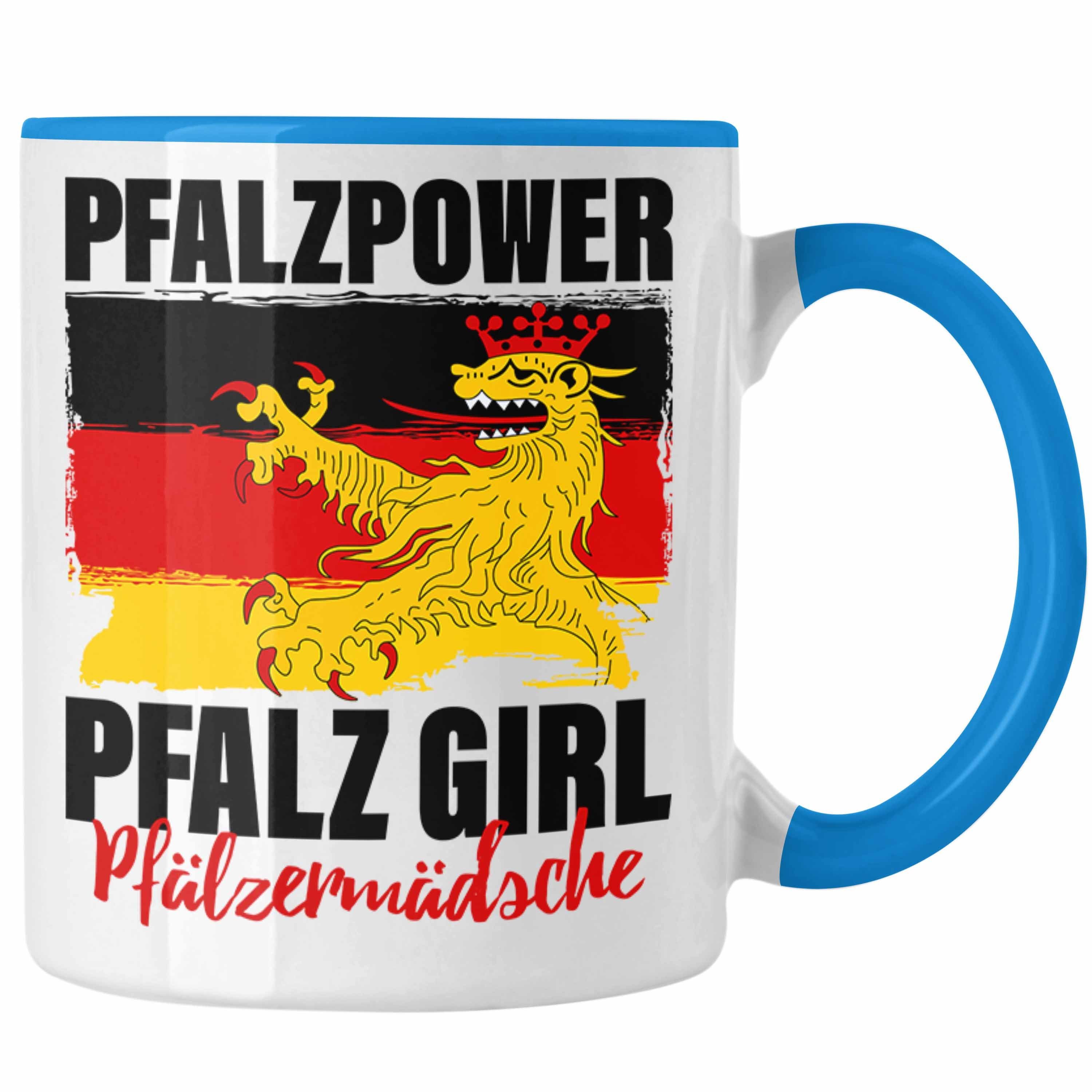 Trendation Tasse Pfalzpower Tasse Geschenk Frauen Pfalz Girl Pfalzmädsche Blau