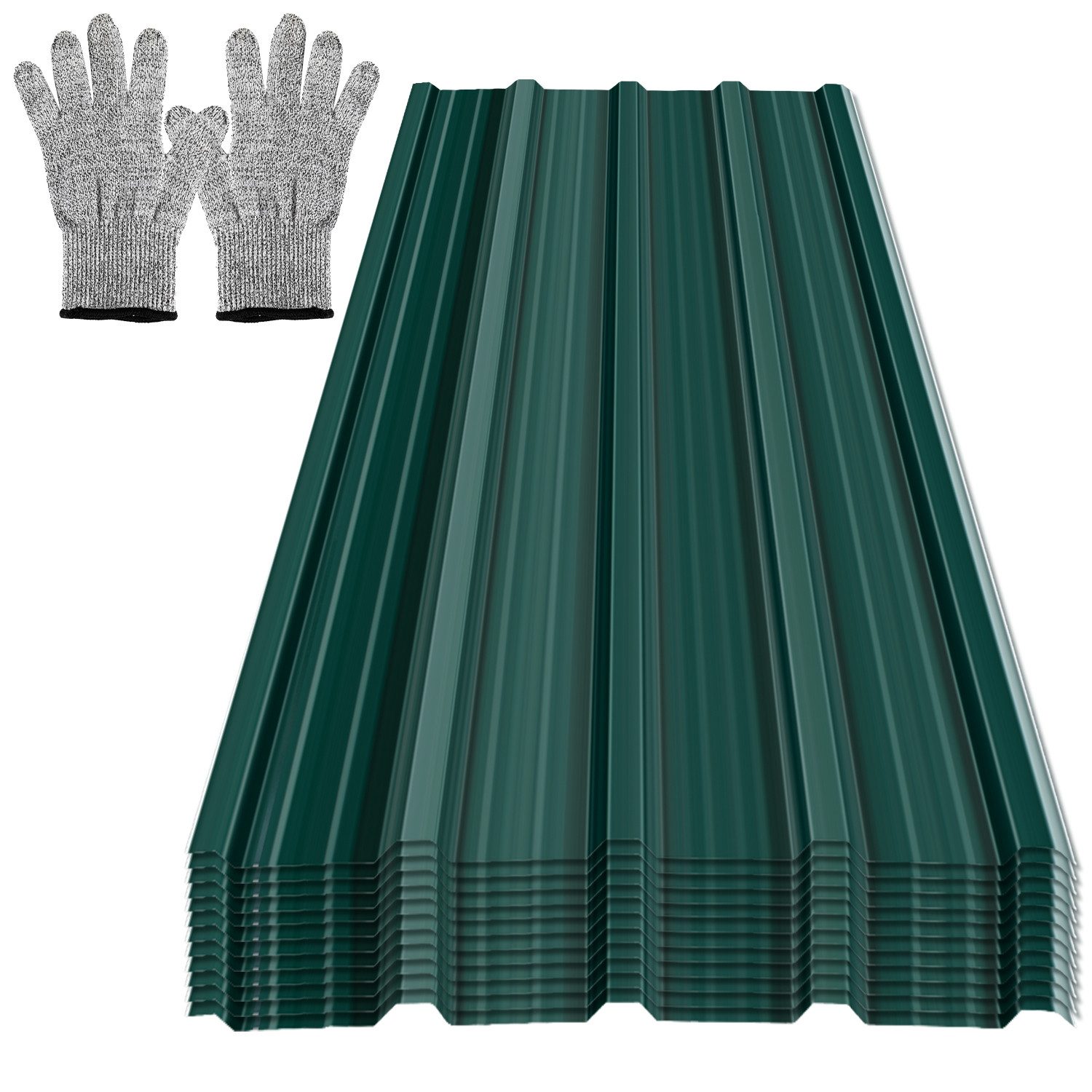Clanmacy Trapezblech Deckenplatten 12st 129x46cm 7 Wellplatte Dachpaneele Profilblech, 129x46x0.25 mm (Set 12-St) UV-Schutz, Wasserfest, Wetterfest, Rostresistent, Korrosionsbeständig