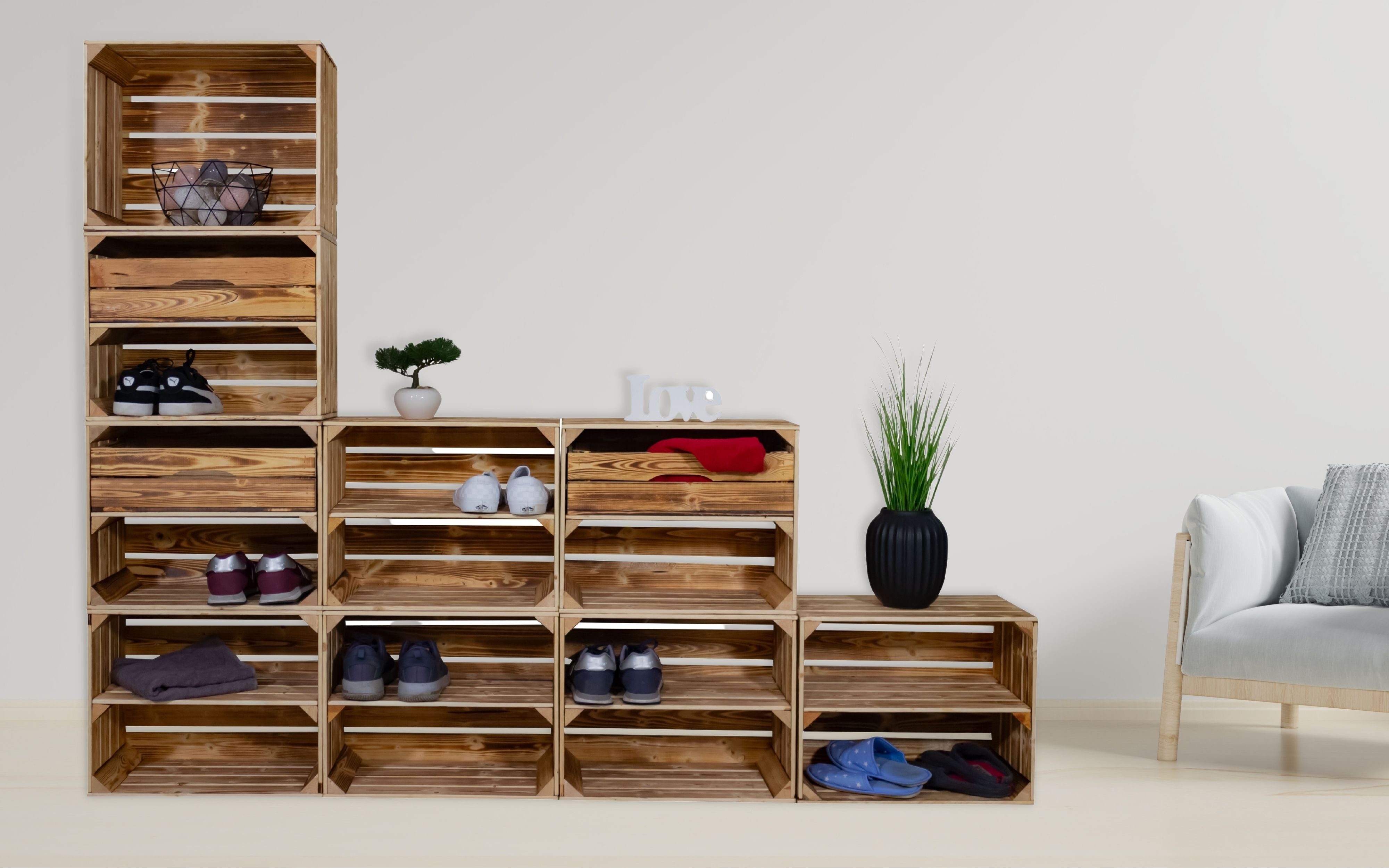 Kistenkolli Altes Land Allzweckkiste Schuhregal mit 17 Ebenen Schuhschrank, günstig online kaufen