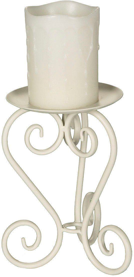 Ambiente Haus Kerzenständer Kerzenständer in Antikweiß - (H) 20 cm (1 St) günstig online kaufen