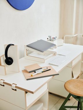 stocubo GmbH Schreibtisch Design-Laptopständer weiß aus Holz, hochwertiges Multiplex, für alle gängigen Laptops