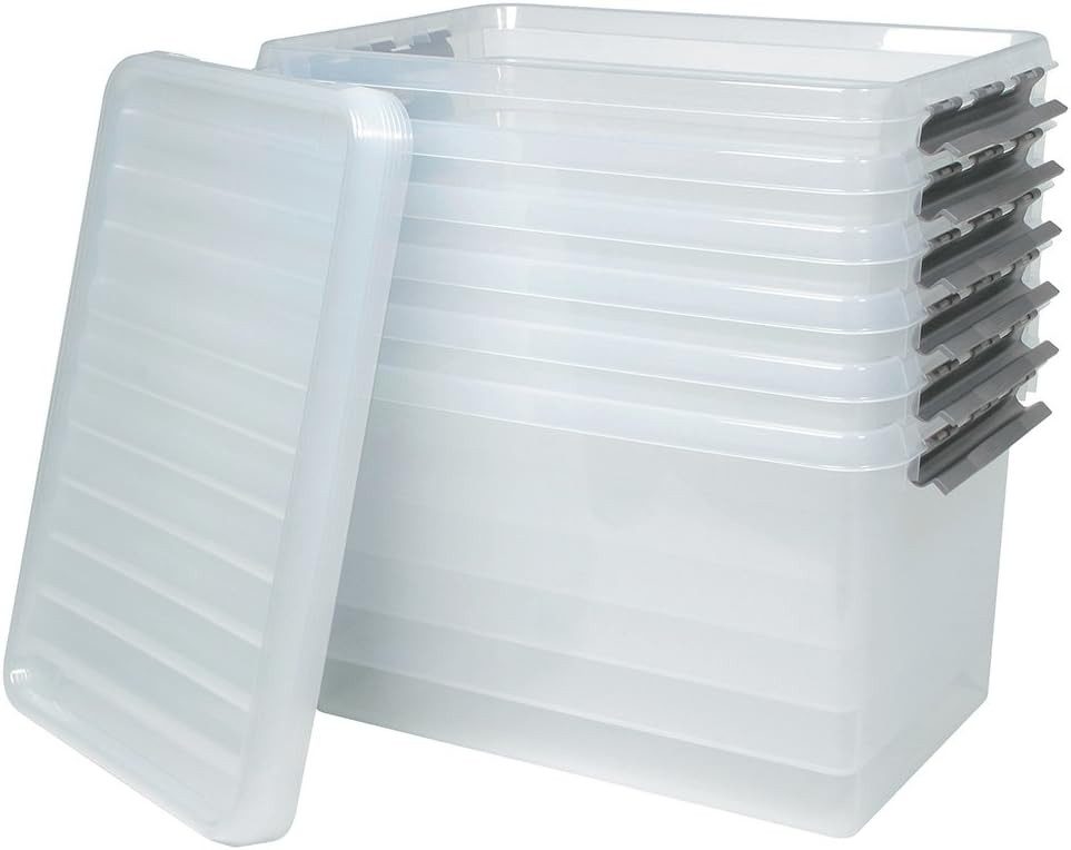 BRB-Lagertechnik Aufbewahrungsbox 6X Aufbewahrungsbox mit Deckel, LxBxH 600x400x340 mm, 62 Liter, Auch geeignet für Lebensmittel