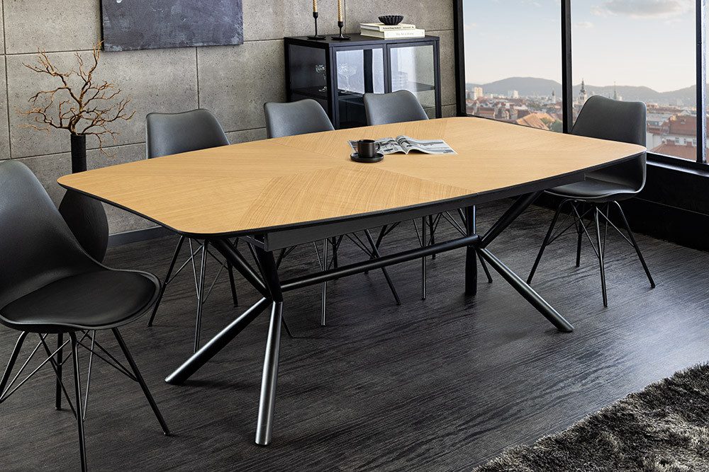 riess-ambiente Esstisch GRANDEZZA 180-270cm natur/schwarz - Eiche, Metall, günstig online kaufen