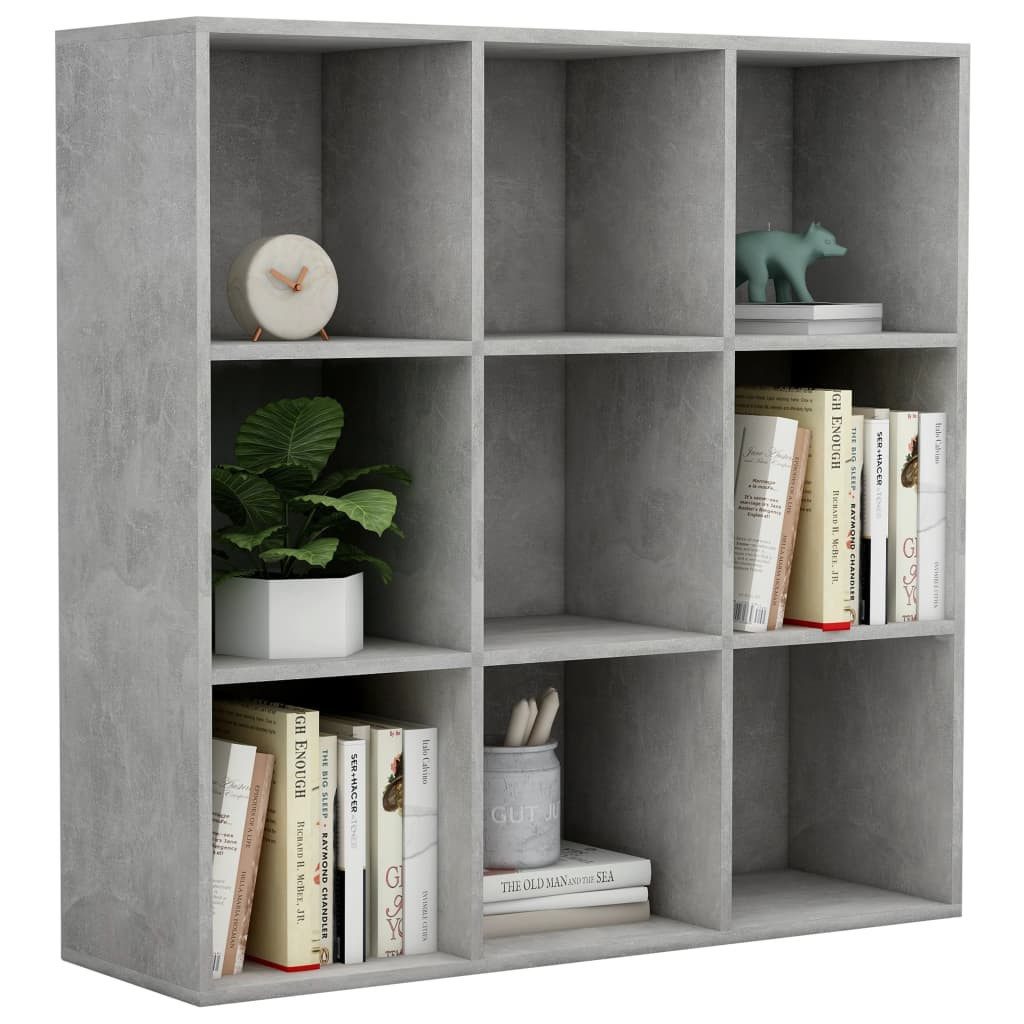 vidaXL Bücherregal NA Bücherregal Betongrau 98x30x98 cm Spanplatte