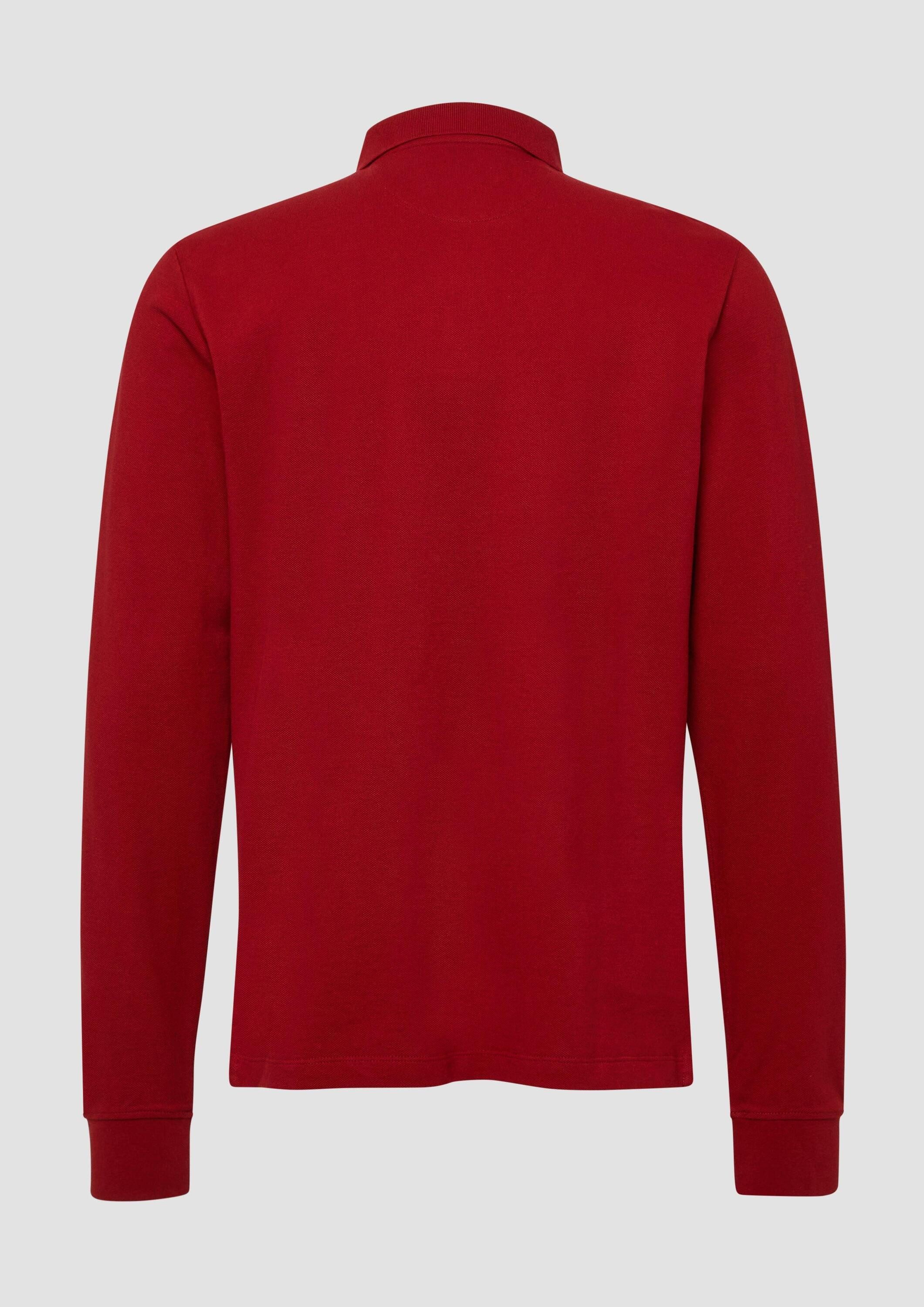 s.Oliver Langarmshirt Polo-Shirt Langarm-Poloshirt aus Baumwoll-Piqué mit B günstig online kaufen