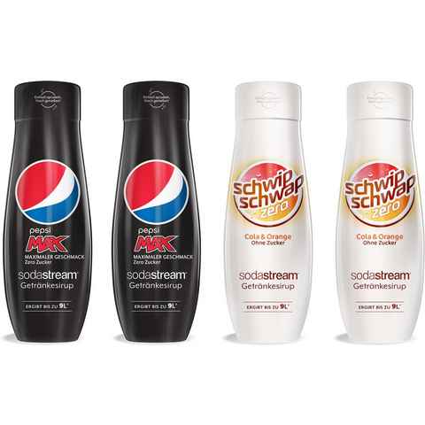 SodaStream Getränke-Sirup PepsiMax & SchwipSchwap Zero, 4 Stück, für bis zu 9 Liter Fertiggetränk