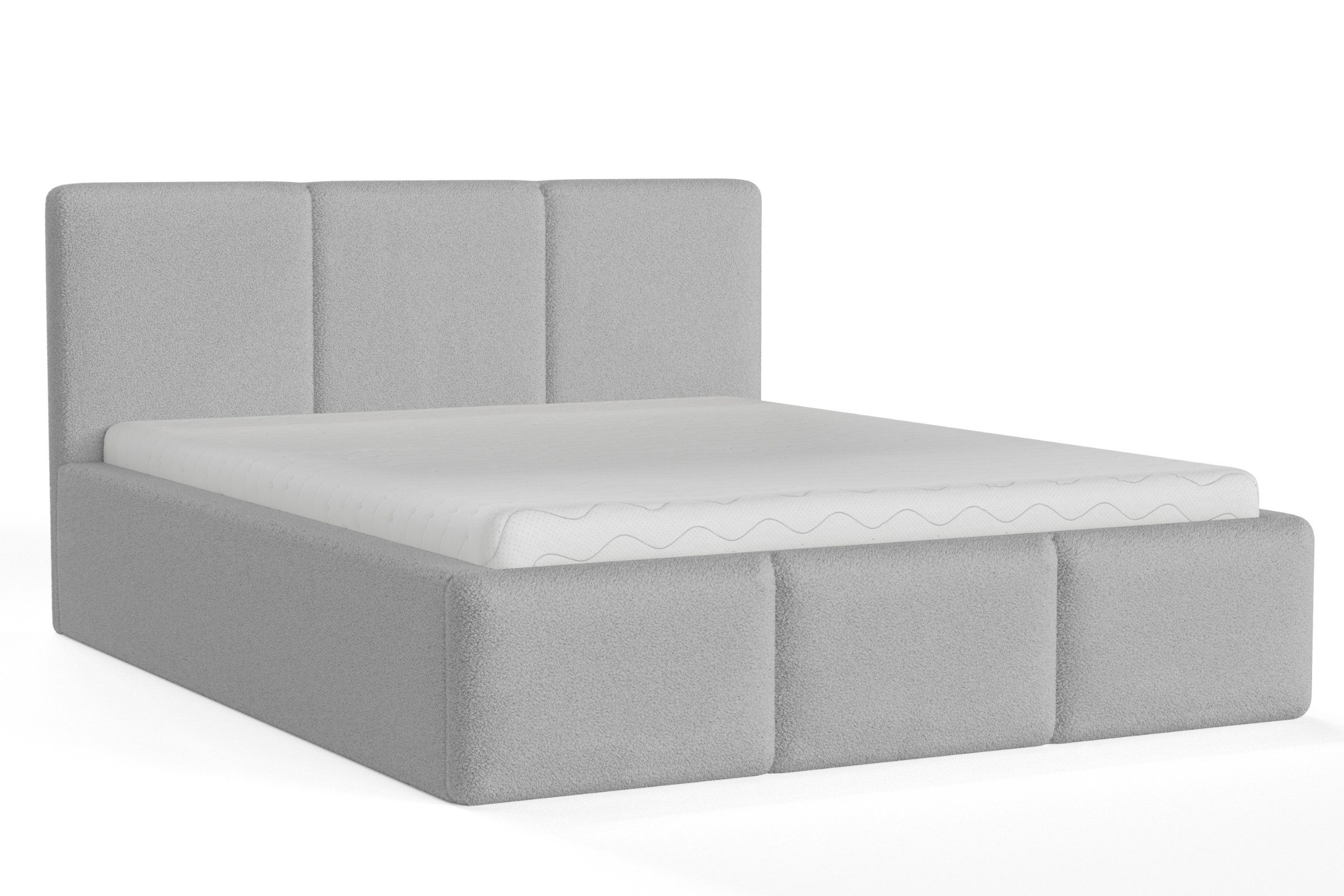 Deine Möbel 24 Polsterbett FOXY Stauraumbett Komfortbett mit Stauraum & Lattenrost (Set, 1-tlg., Bett in Bouclé, Farben: Weiß, Ecru, Hellgrau, Anthrazit, Schwarz), 140x200 160x200 180x200 200x200