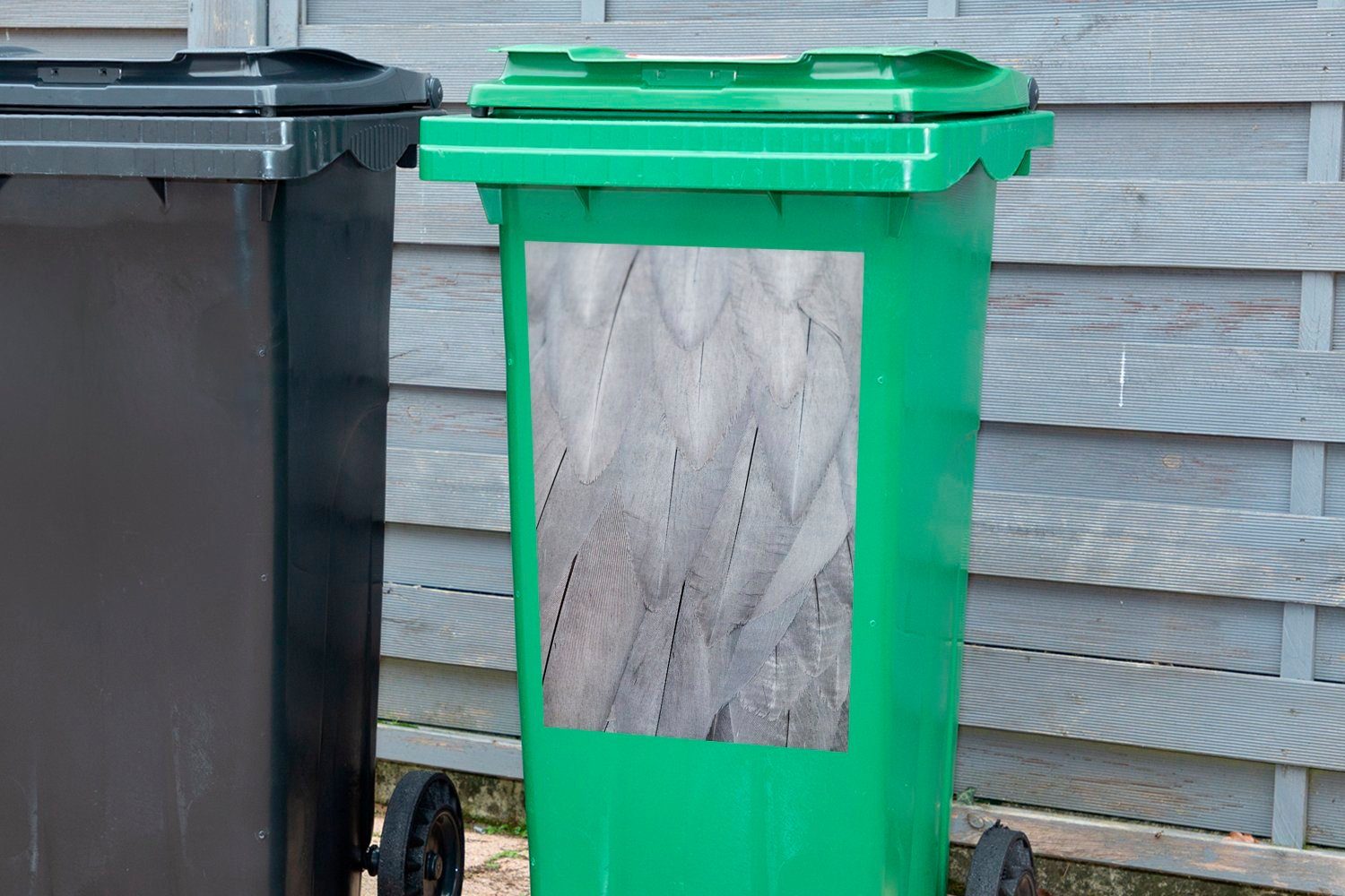 Mülltonne, Wandsticker St), (1 der Container, Federn Sticker, Mülleimer-aufkleber, weißen MuchoWow Abfalbehälter Struktur